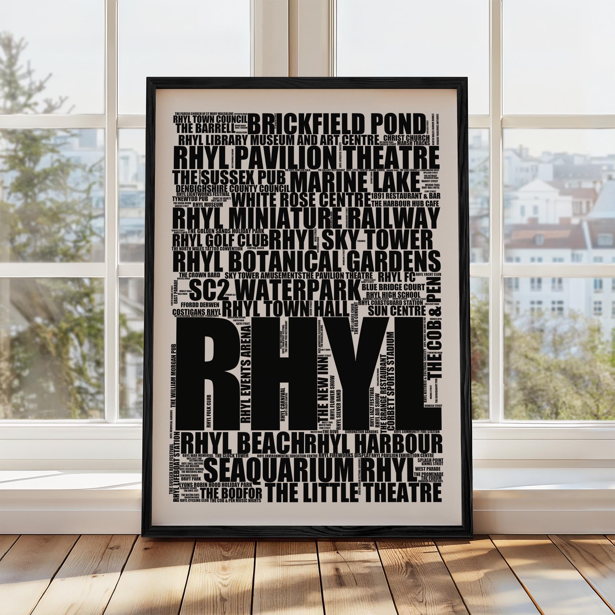 Rhyl - Premium Typographic Word Cloud Prints, Posters & Gifts