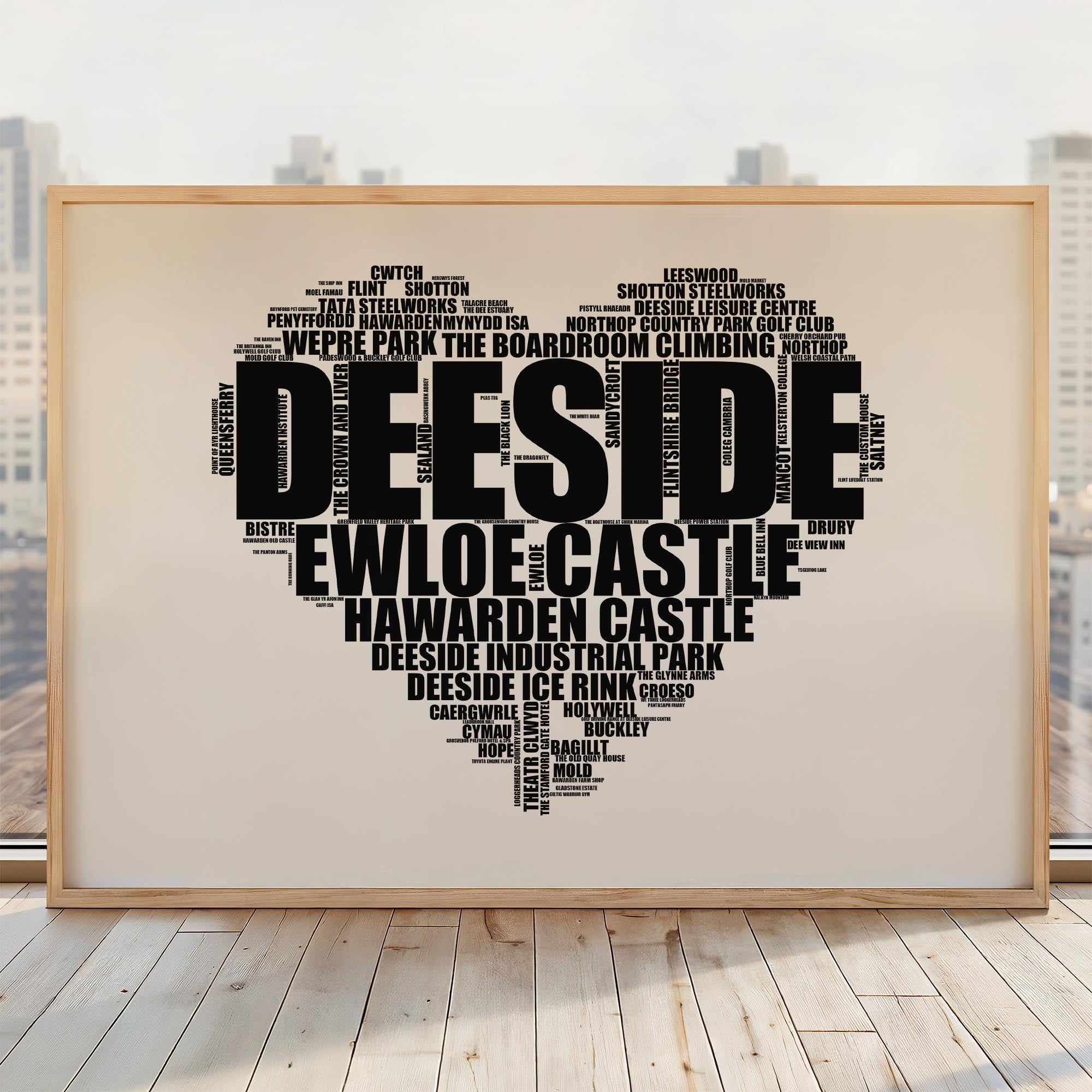 Deeside - Premium Typographic Word Cloud Prints, Posters & Gifts