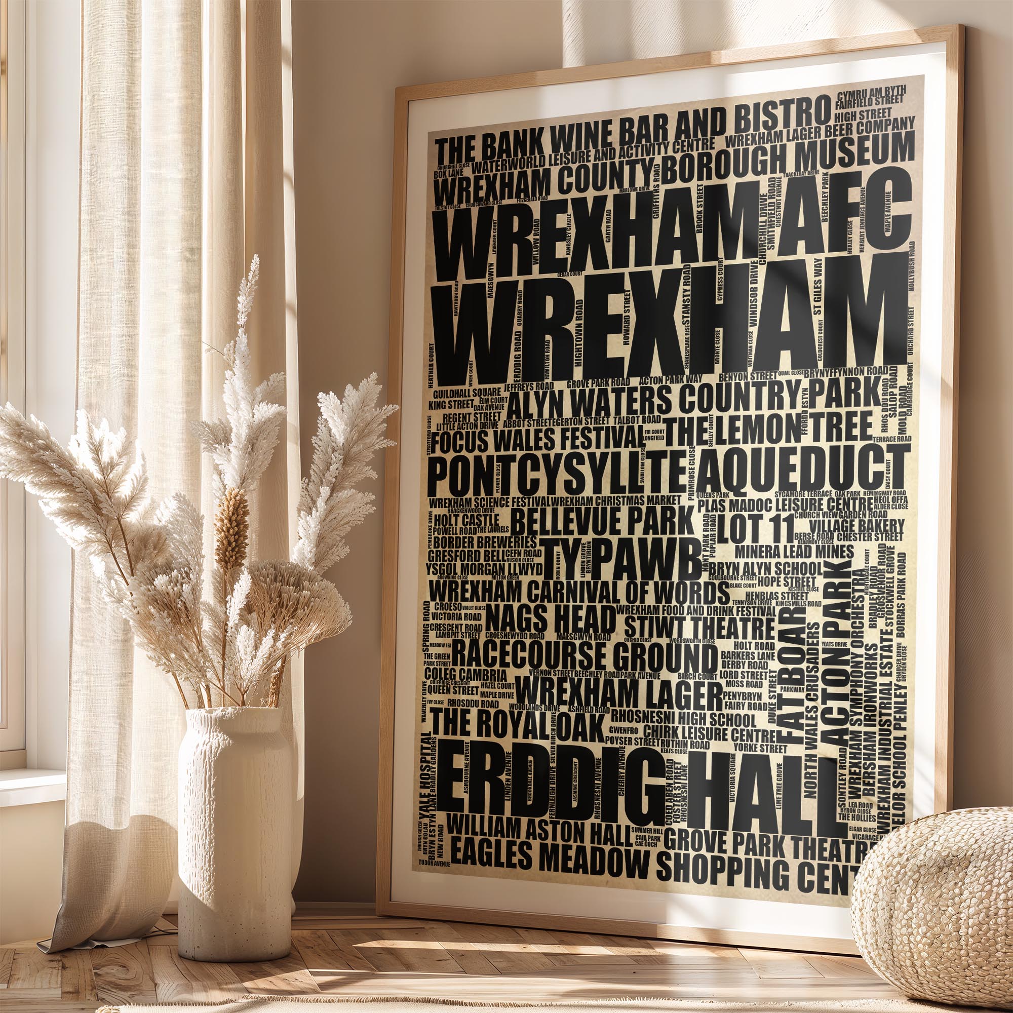 Wrexham - Premium Typographic Word Cloud Prints, Posters & Gifts