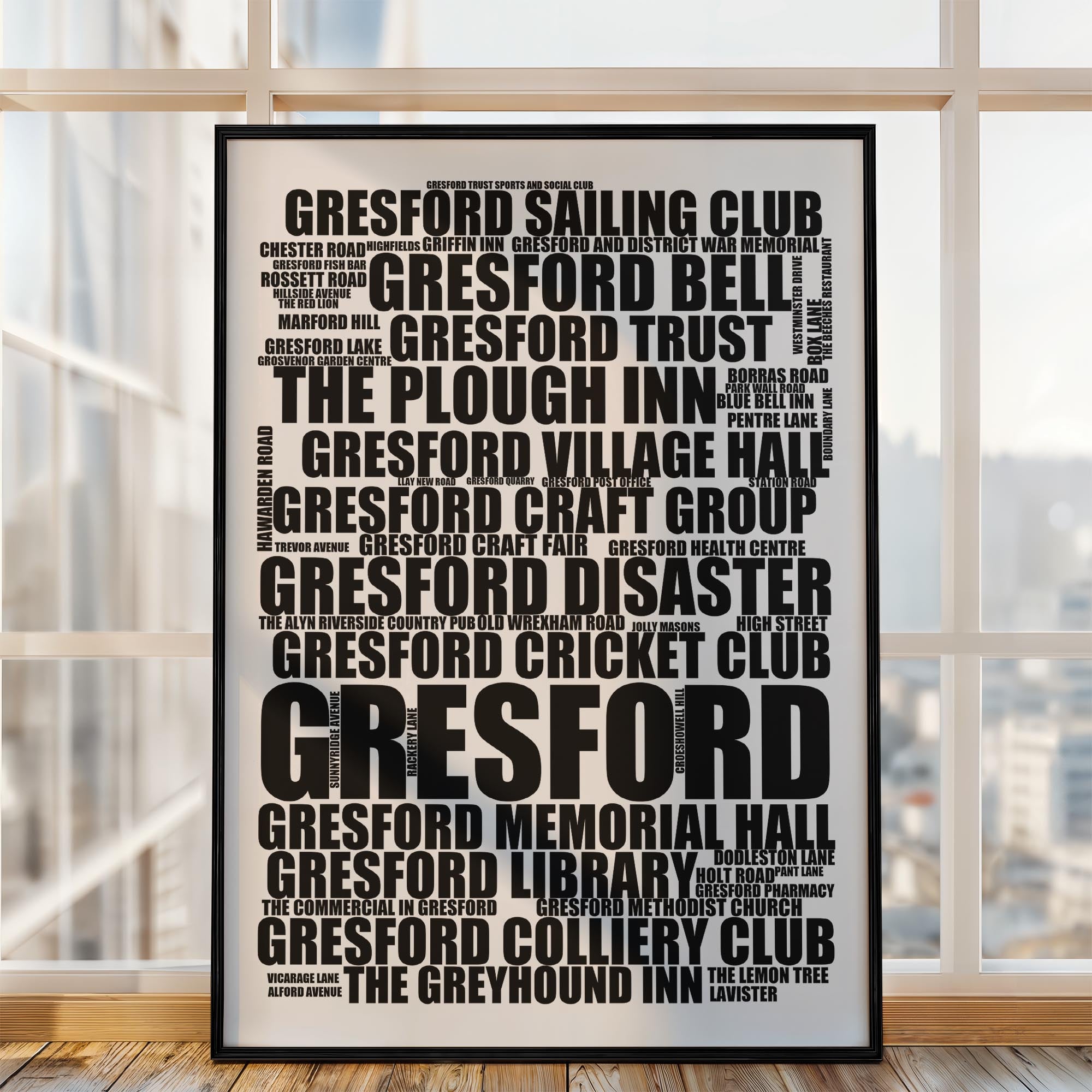 Gresford - Premium Typographic Word Cloud Prints, Posters & Gifts