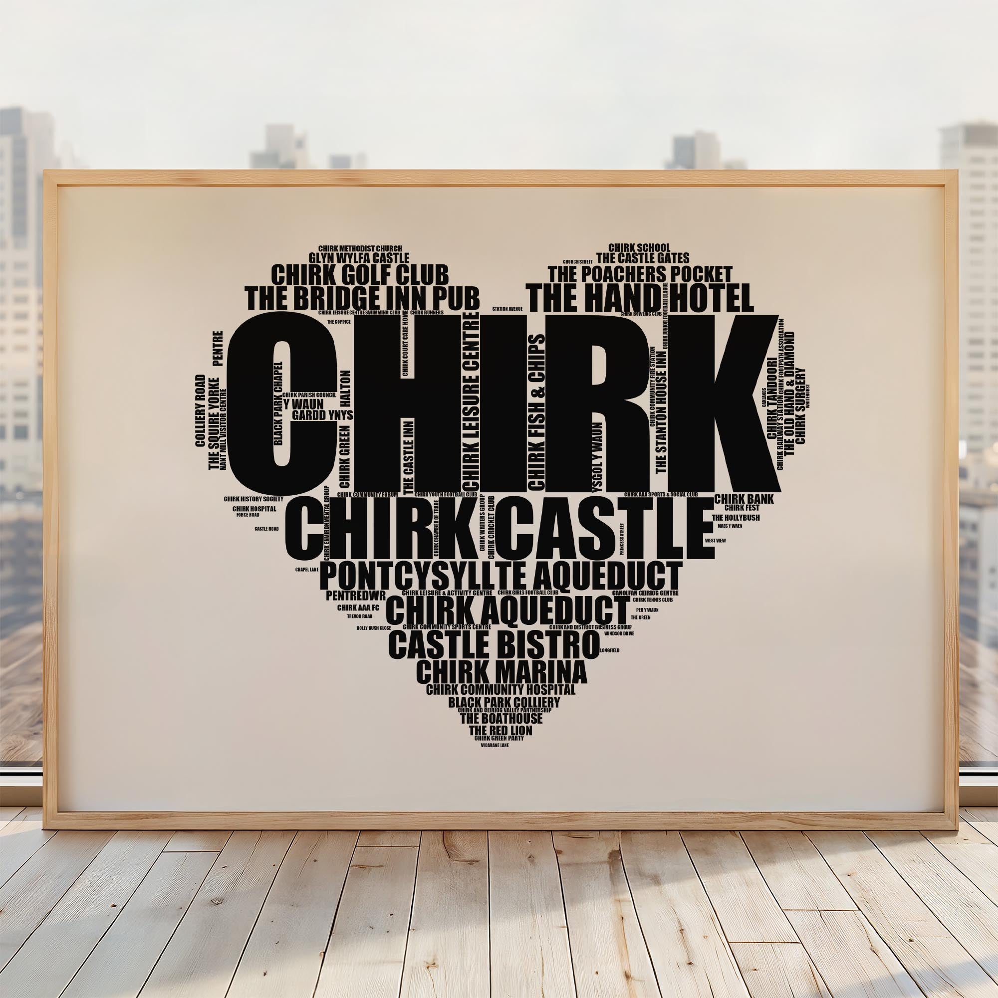 Chirk - Premium Typographic Word Cloud Prints, Posters & Gifts