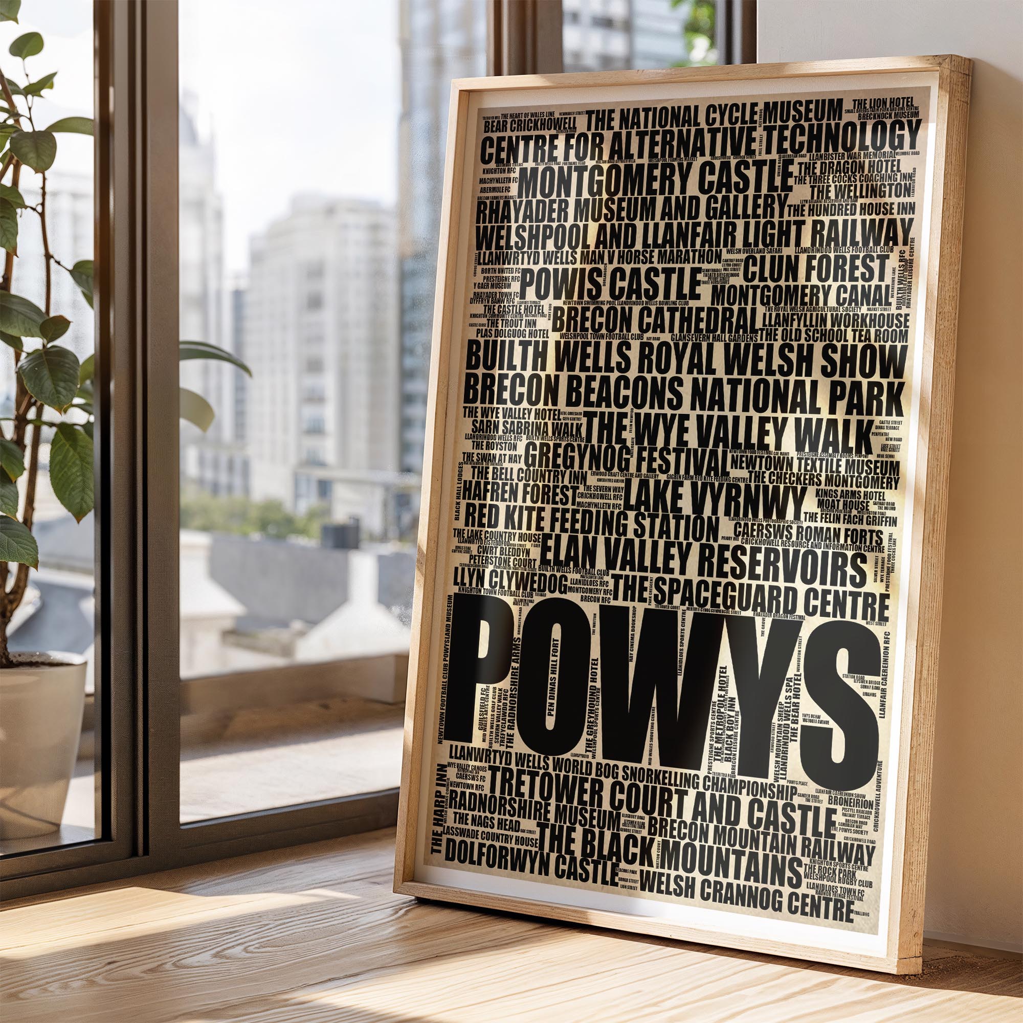 Powys - Premium Typographic Word Cloud Prints, Posters & Gifts