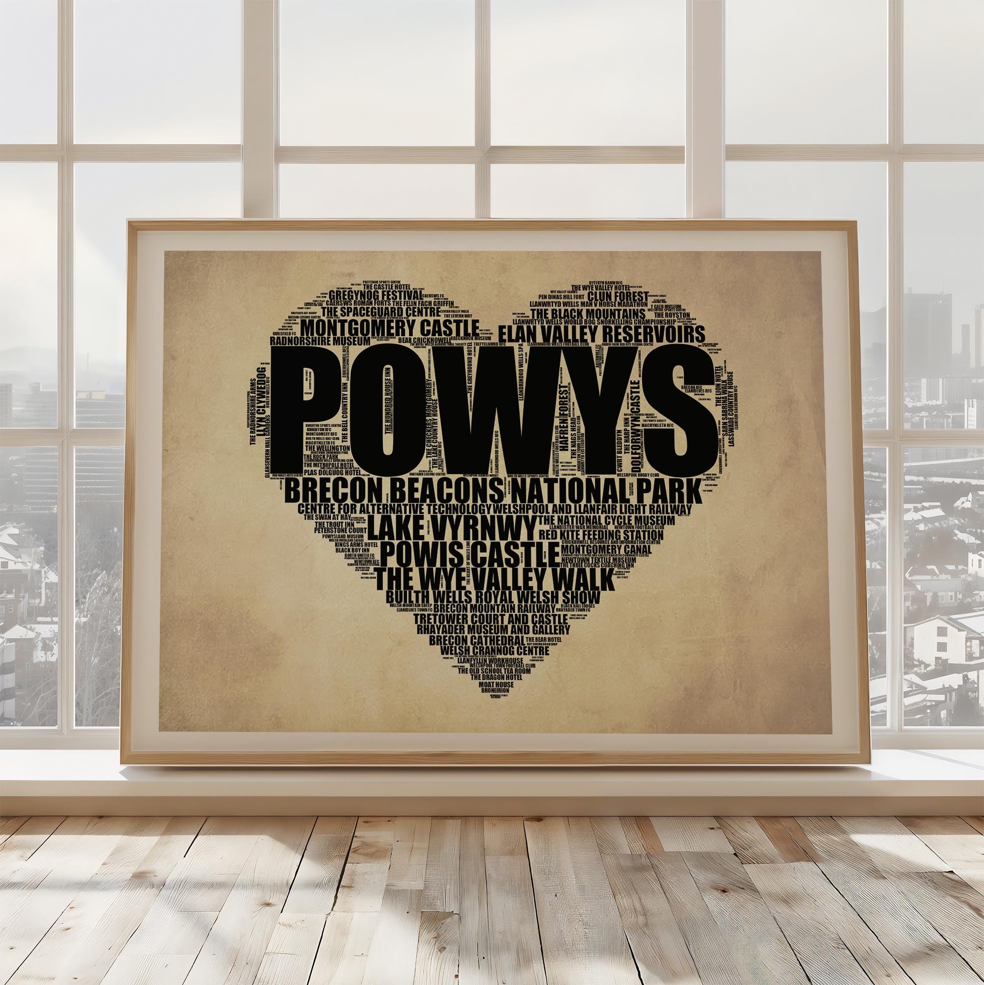 Powys - Premium Typographic Word Cloud Prints, Posters & Gifts