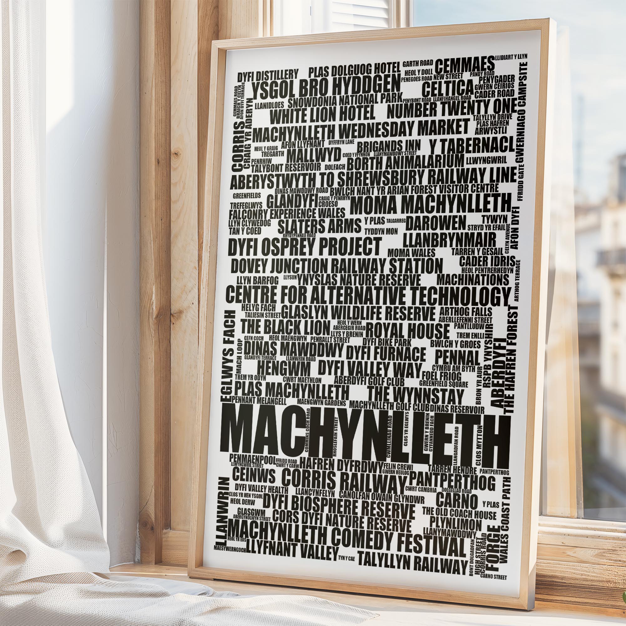 Machynlleth - Premium Typographic Word Cloud Prints, Posters & Gifts