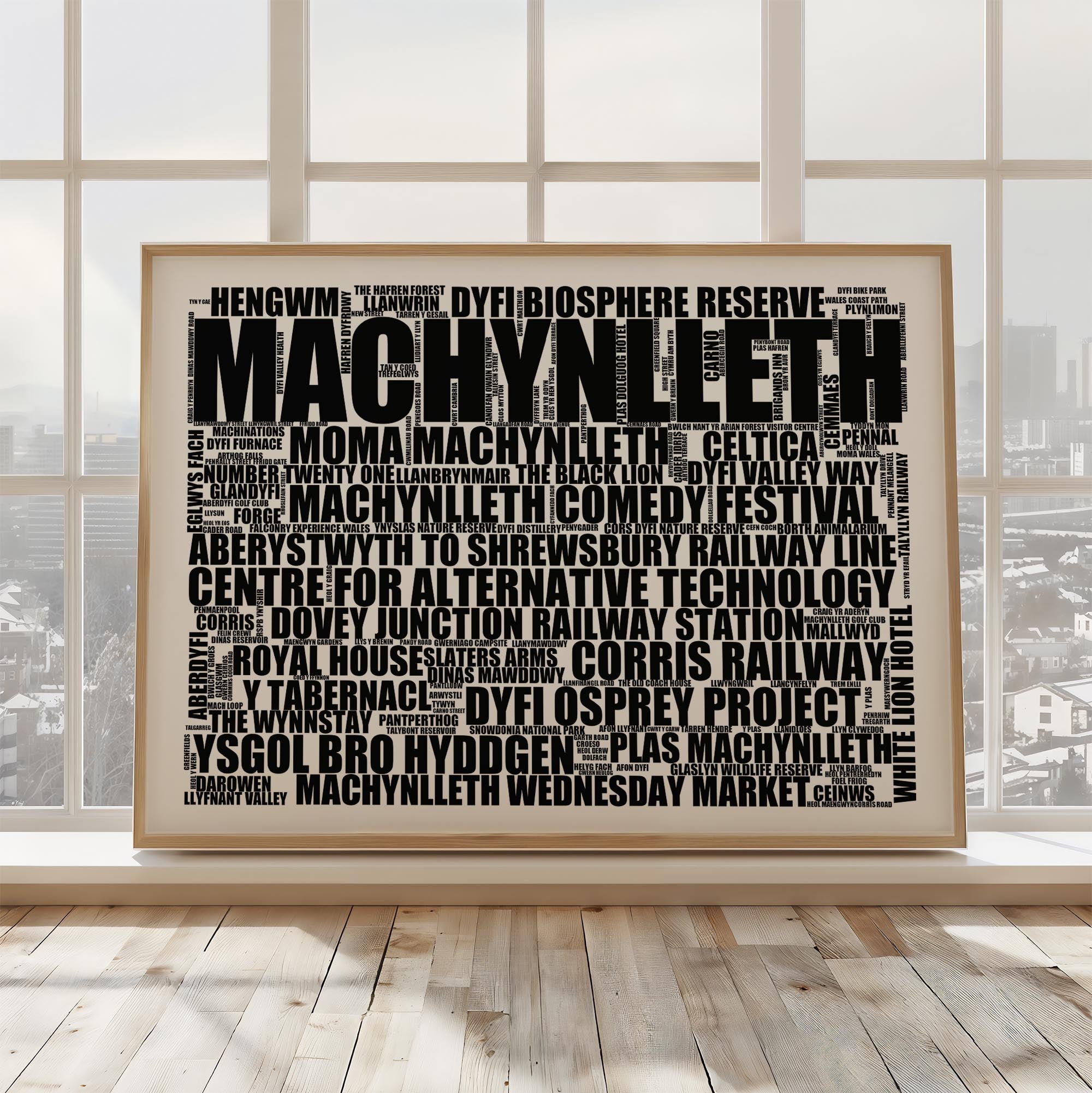 Machynlleth - Premium Typographic Word Cloud Prints, Posters & Gifts