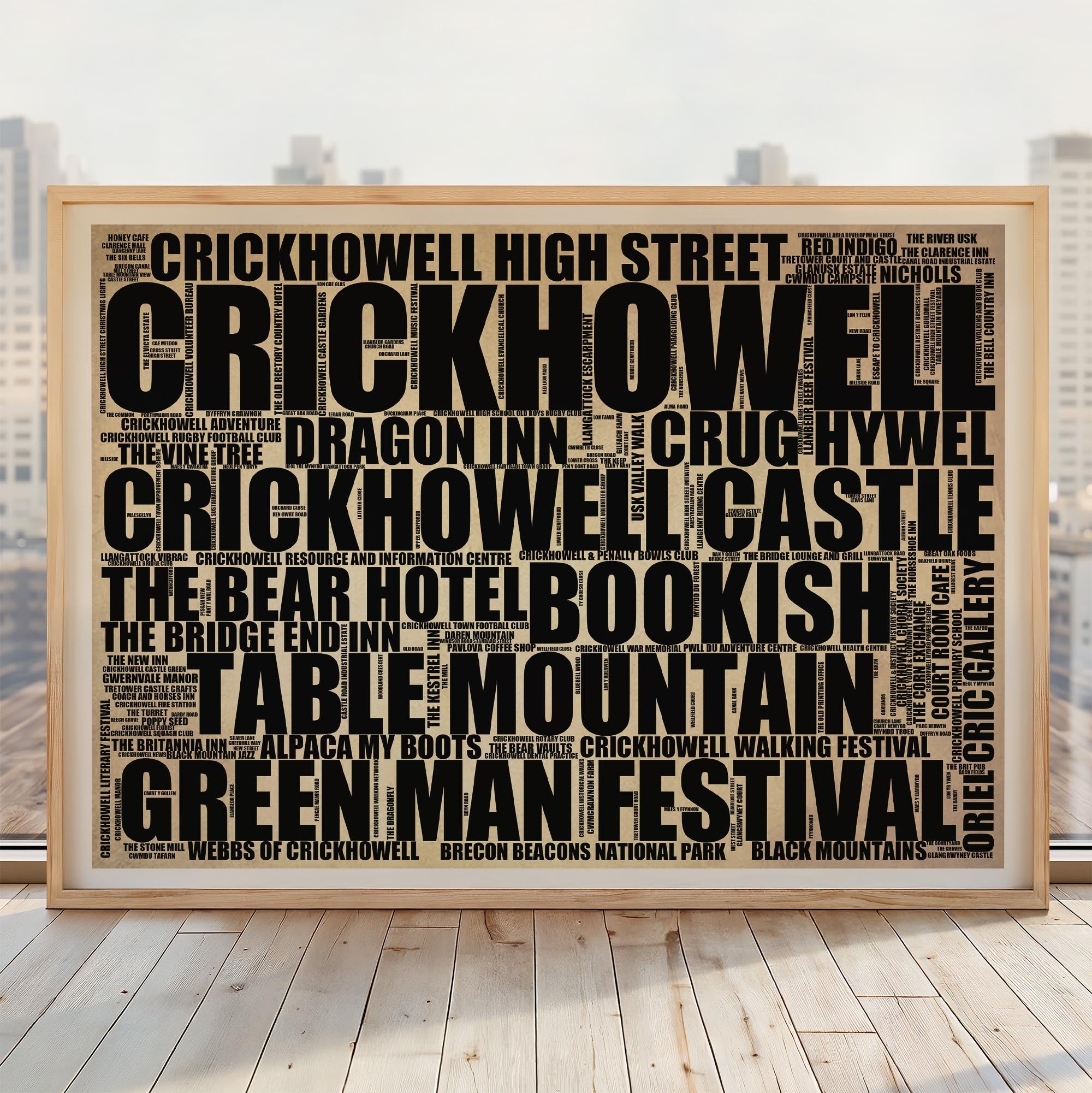 Crickhowell - Premium Typographic Word Cloud Prints, Posters & Gifts