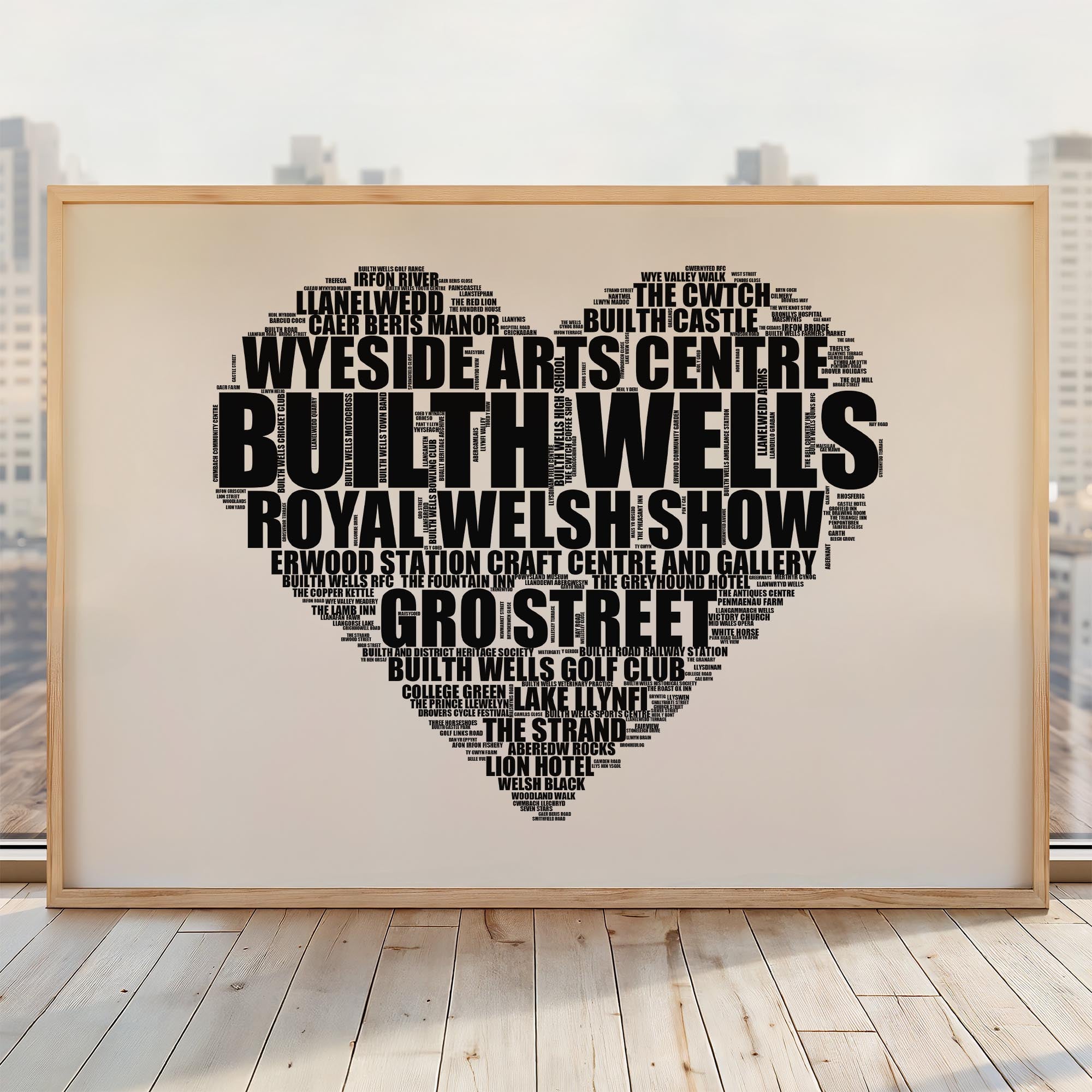 Builth Wells - Premium Typographic Word Cloud Prints, Posters & Gifts