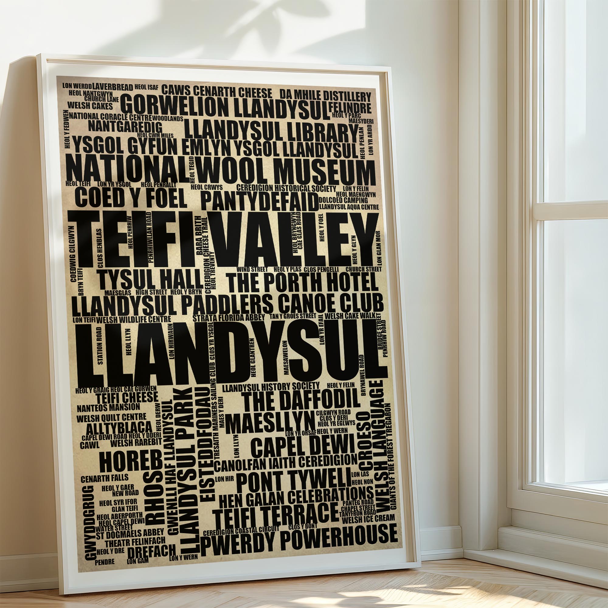 Llandysul - Premium Typographic Word Cloud Prints, Posters & Gifts