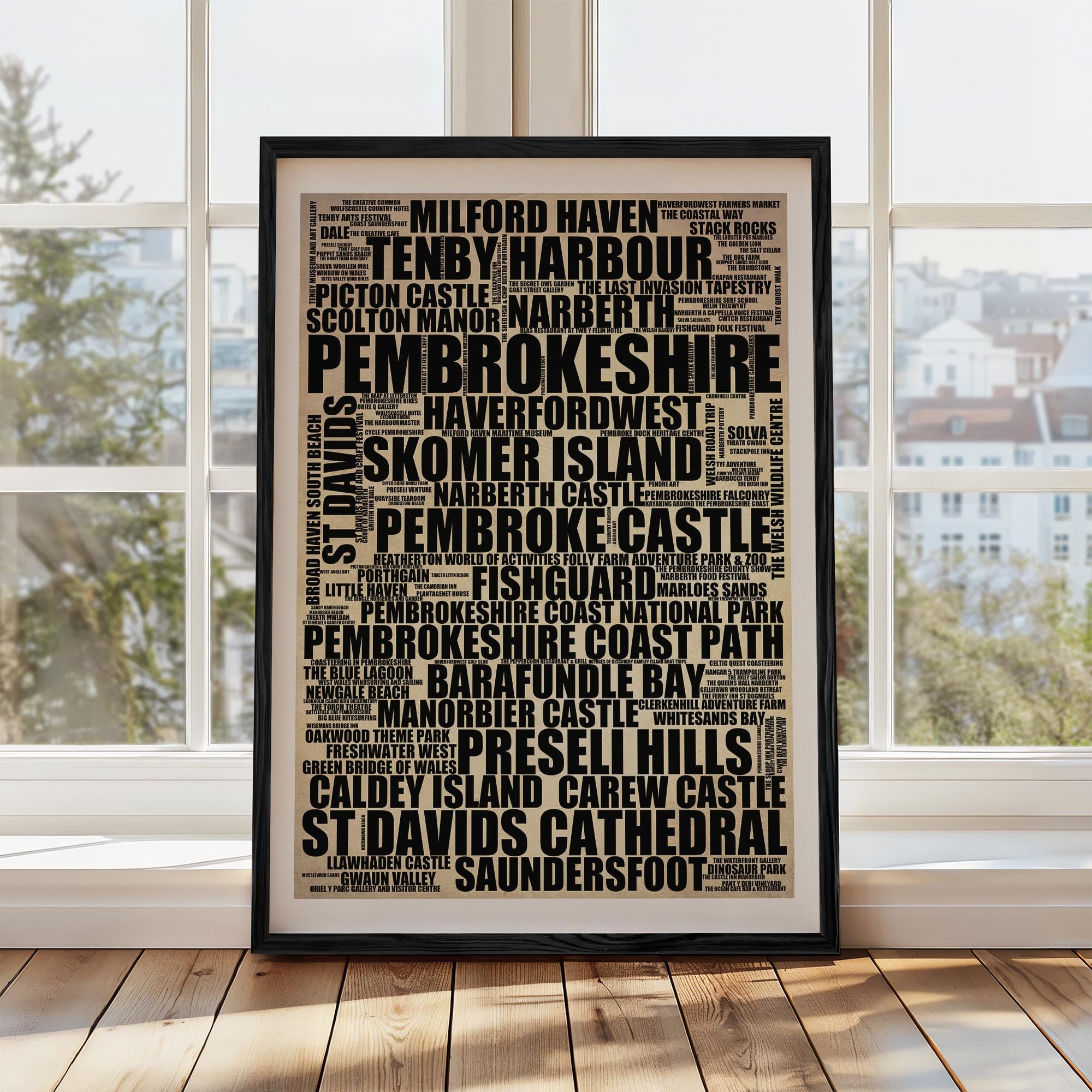 Pembrokeshire - Premium Typographic Word Cloud Prints, Posters & Gifts