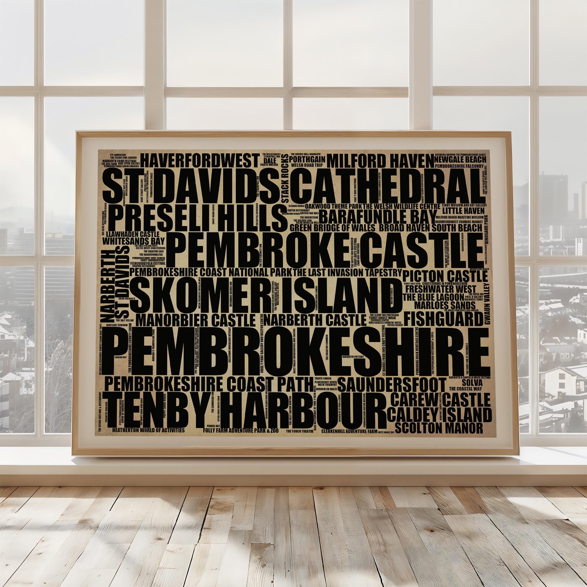 Pembrokeshire - Premium Typographic Word Cloud Prints, Posters & Gifts