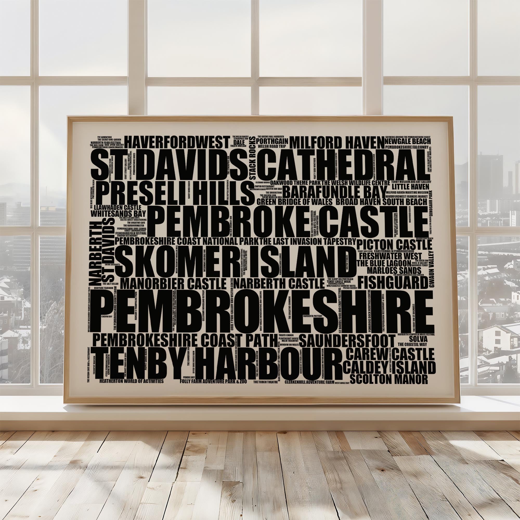 Pembrokeshire - Premium Typographic Word Cloud Prints, Posters & Gifts