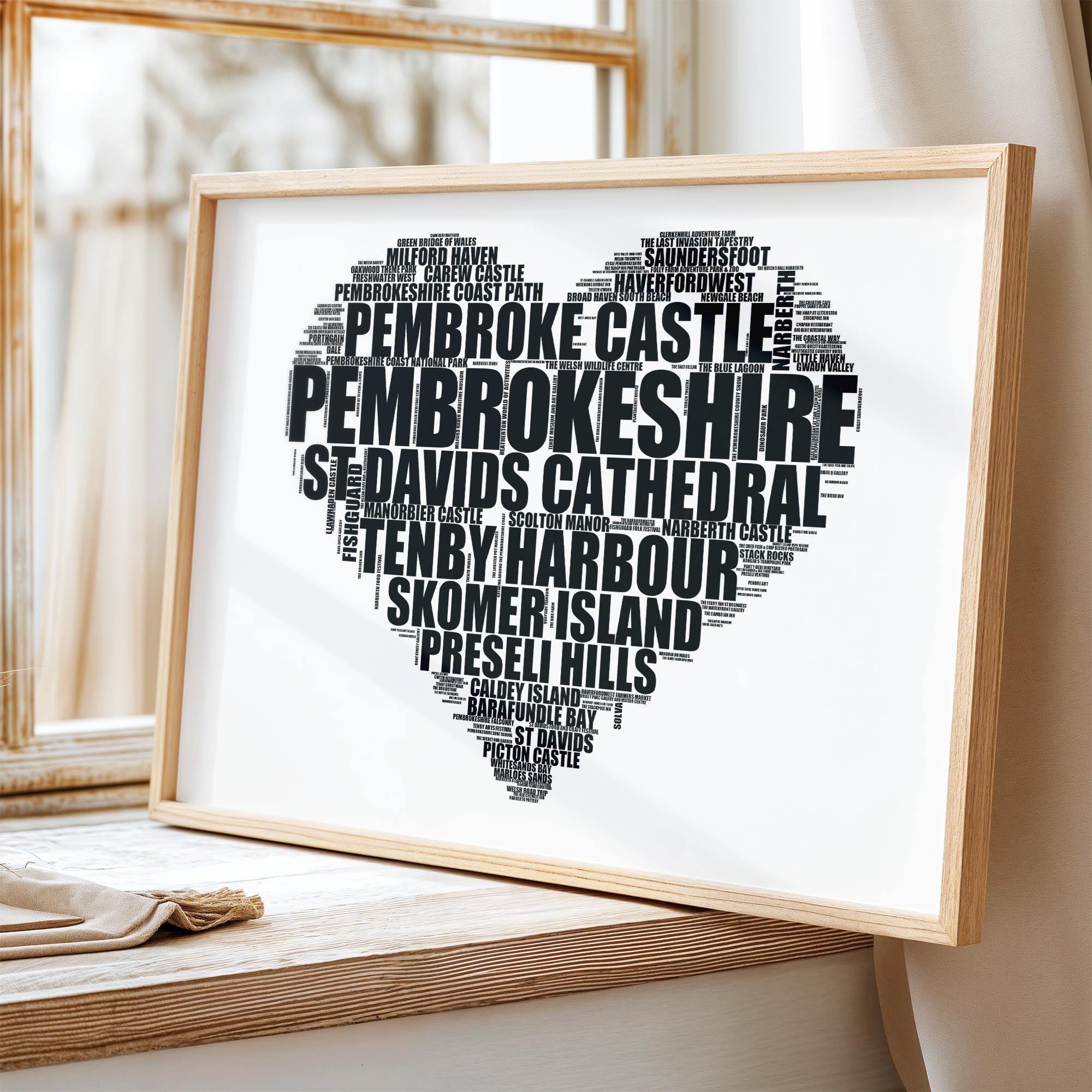 Pembrokeshire - Premium Typographic Word Cloud Prints, Posters & Gifts