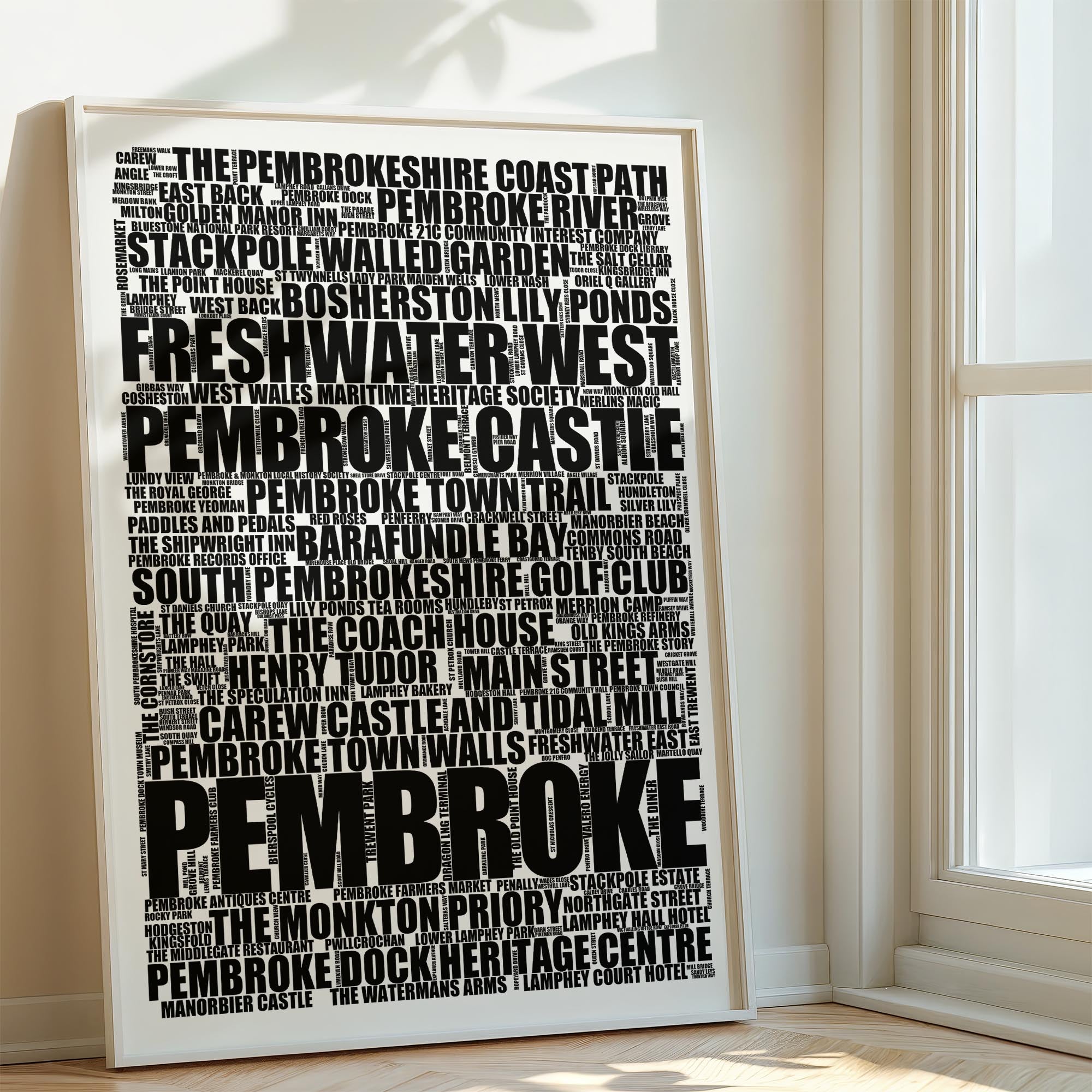 Pembroke - Premium Typographic Word Cloud Prints, Posters & Gifts