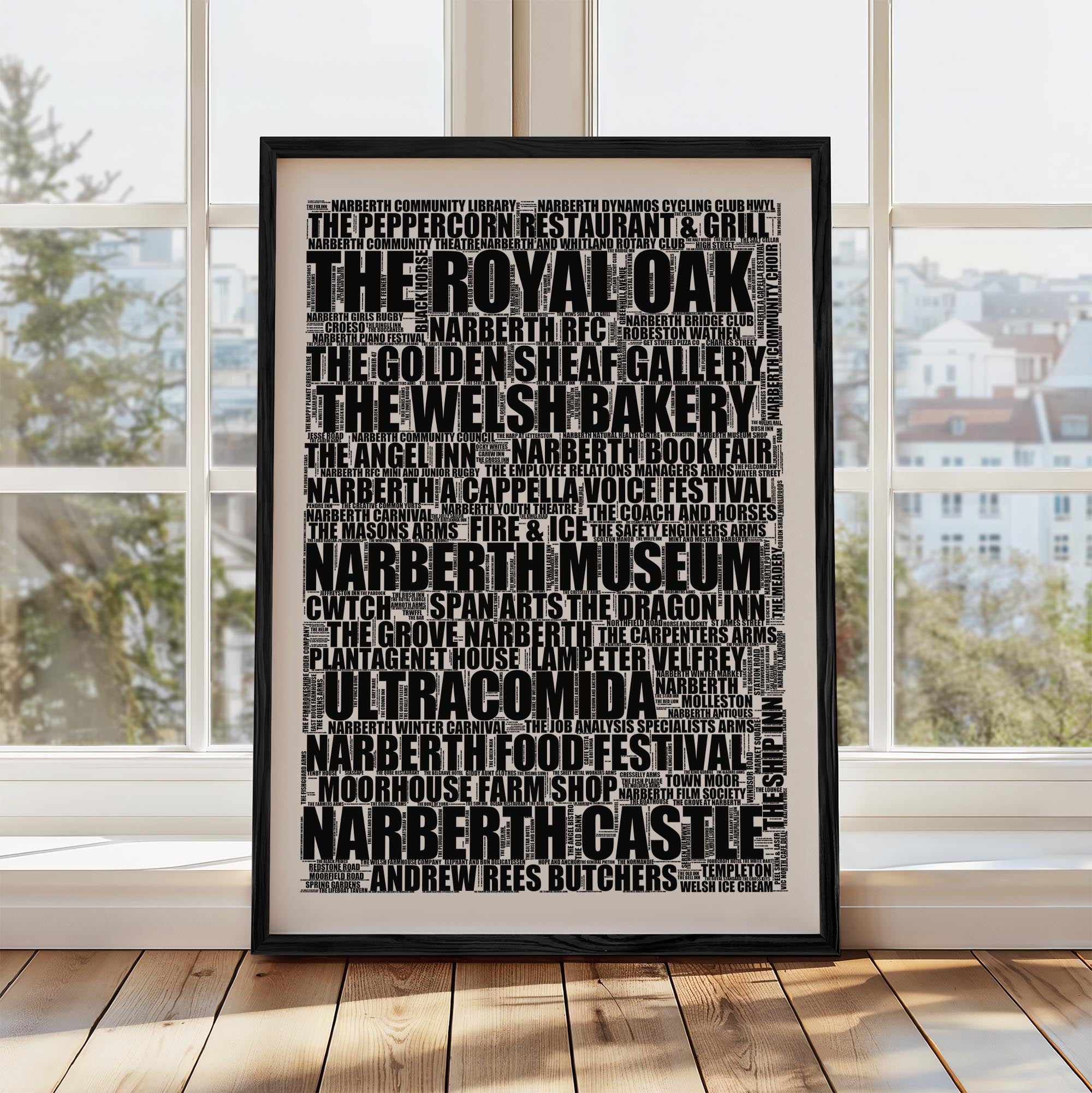 Narberth - Premium Typographic Word Cloud Prints, Posters & Gifts