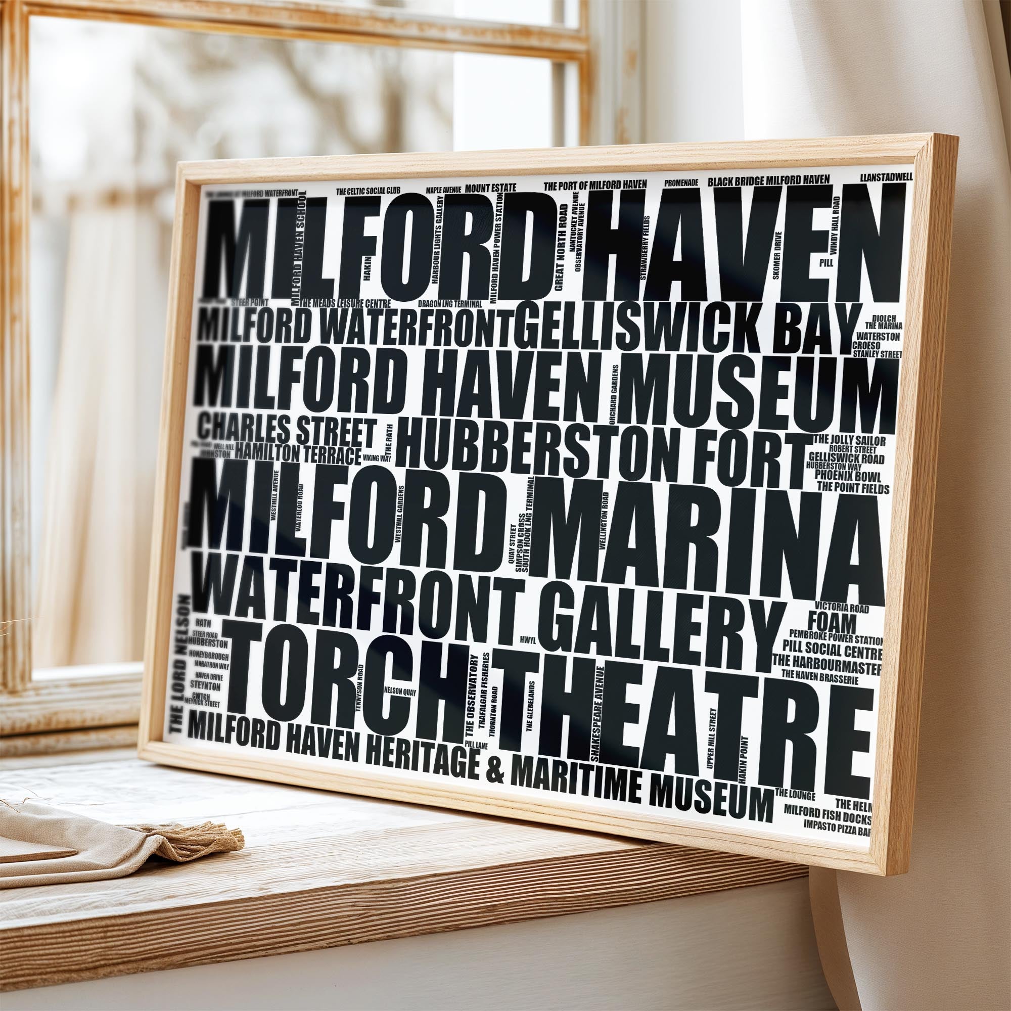 Milford Haven - Premium Typographic Word Cloud Prints, Posters & Gifts