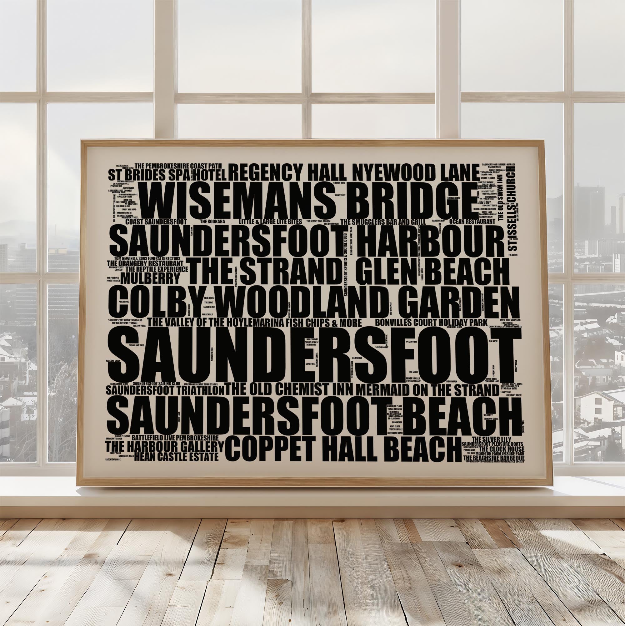 Saundersfoot - Premium Typographic Word Cloud Prints, Posters & Gifts