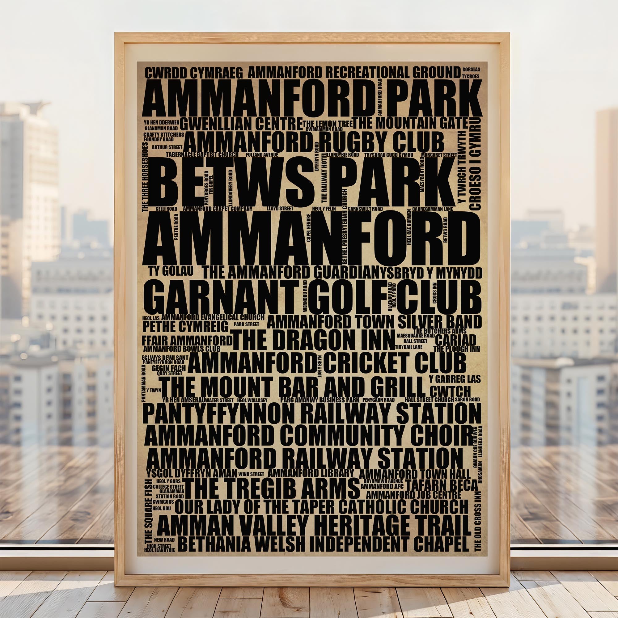 Ammanford - Premium Typographic Word Cloud Prints, Posters & Gifts