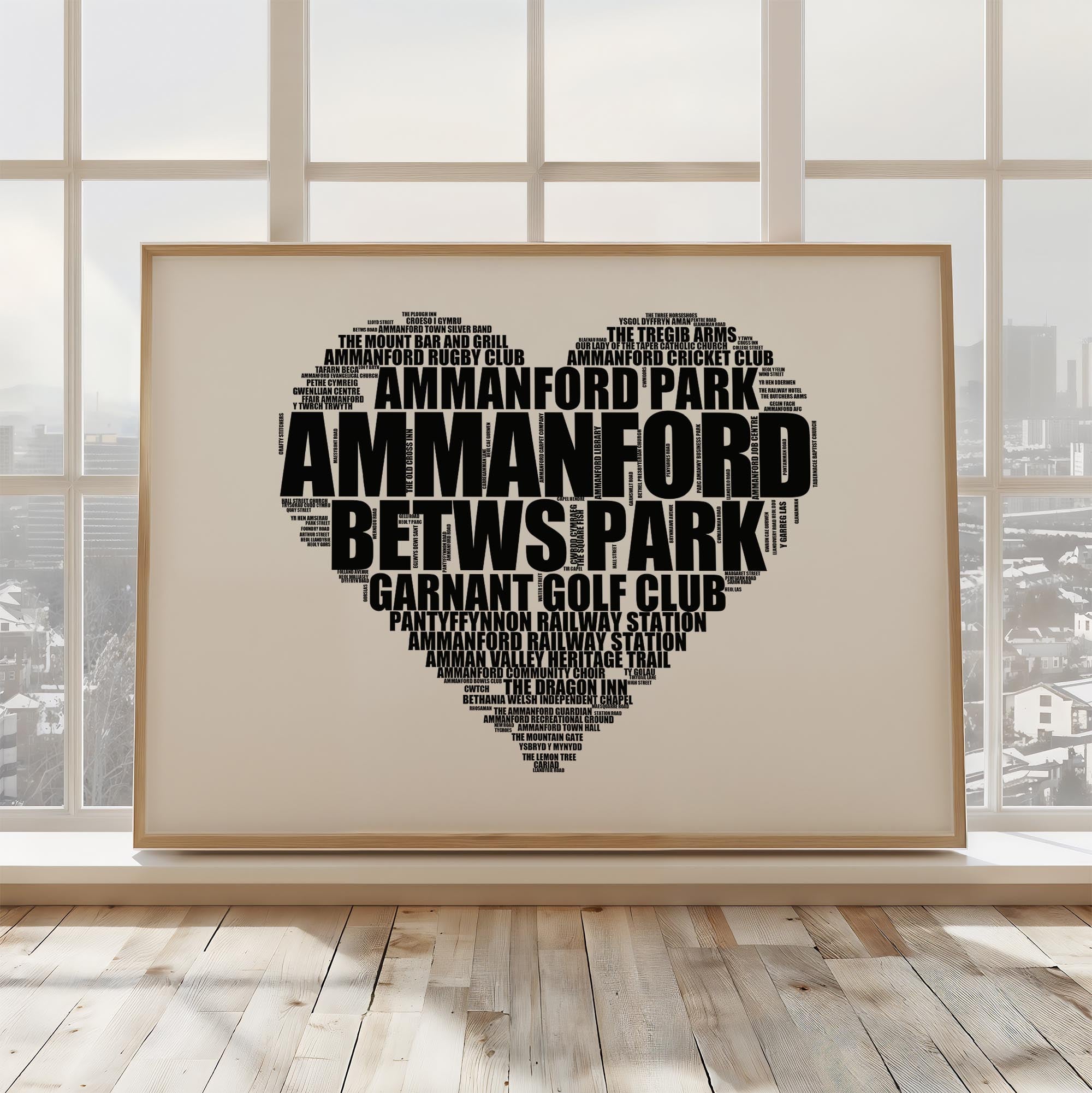 Ammanford - Premium Typographic Word Cloud Prints, Posters & Gifts