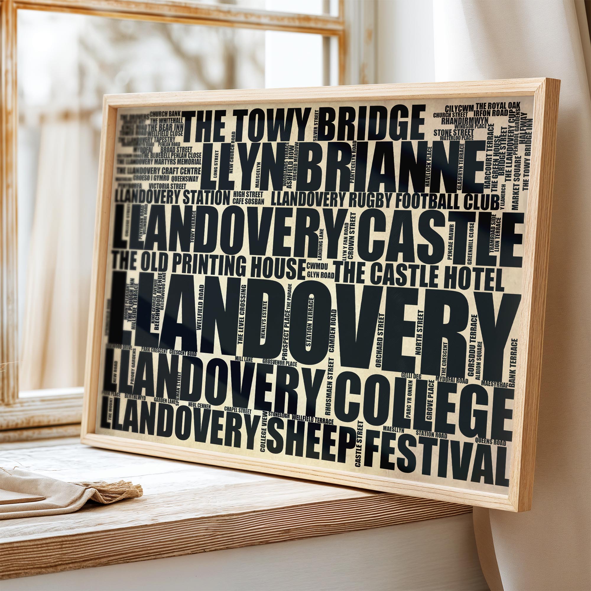 Llandovery - Premium Typographic Word Cloud Prints, Posters & Gifts