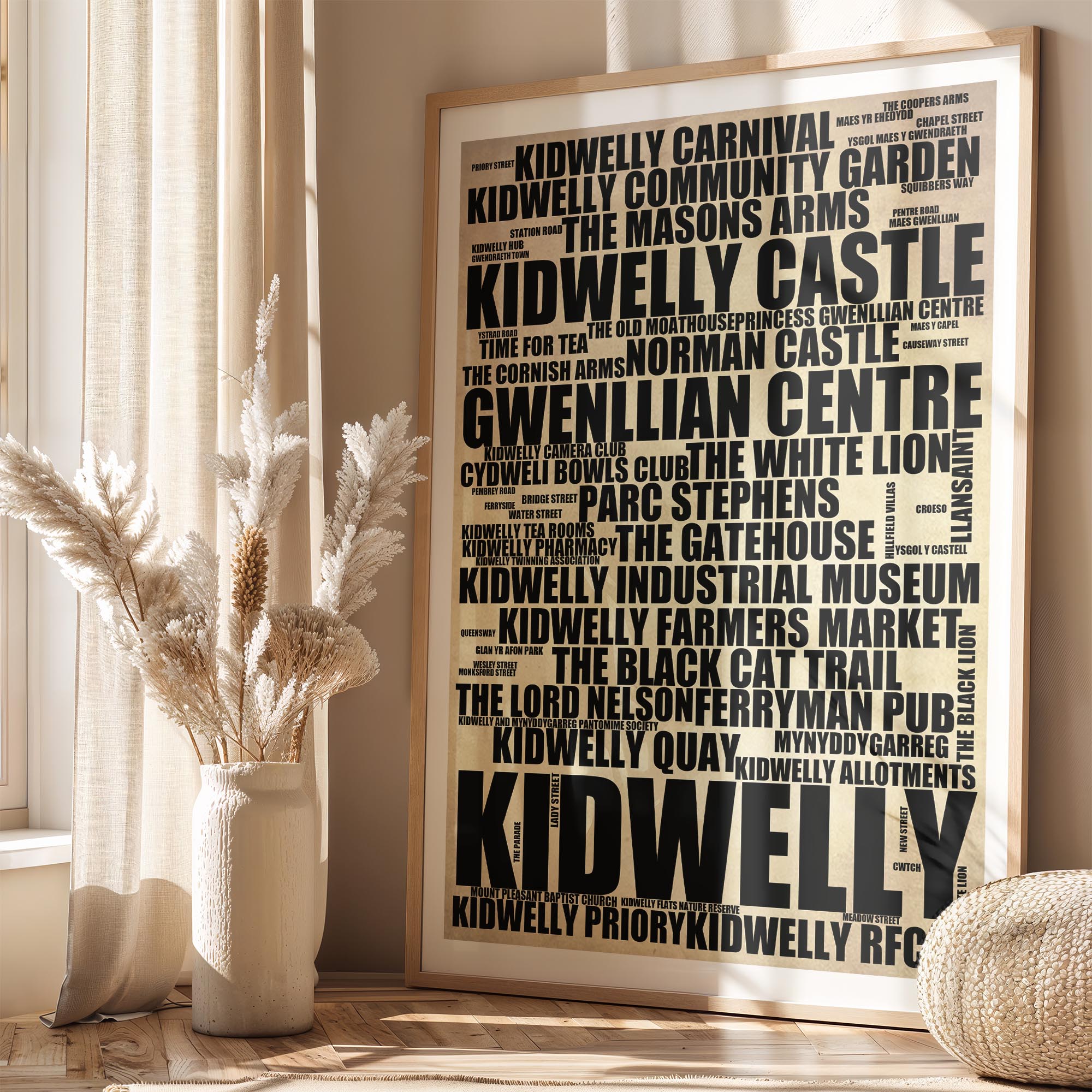 Kidwelly - Premium Typographic Word Cloud Prints, Posters & Gifts