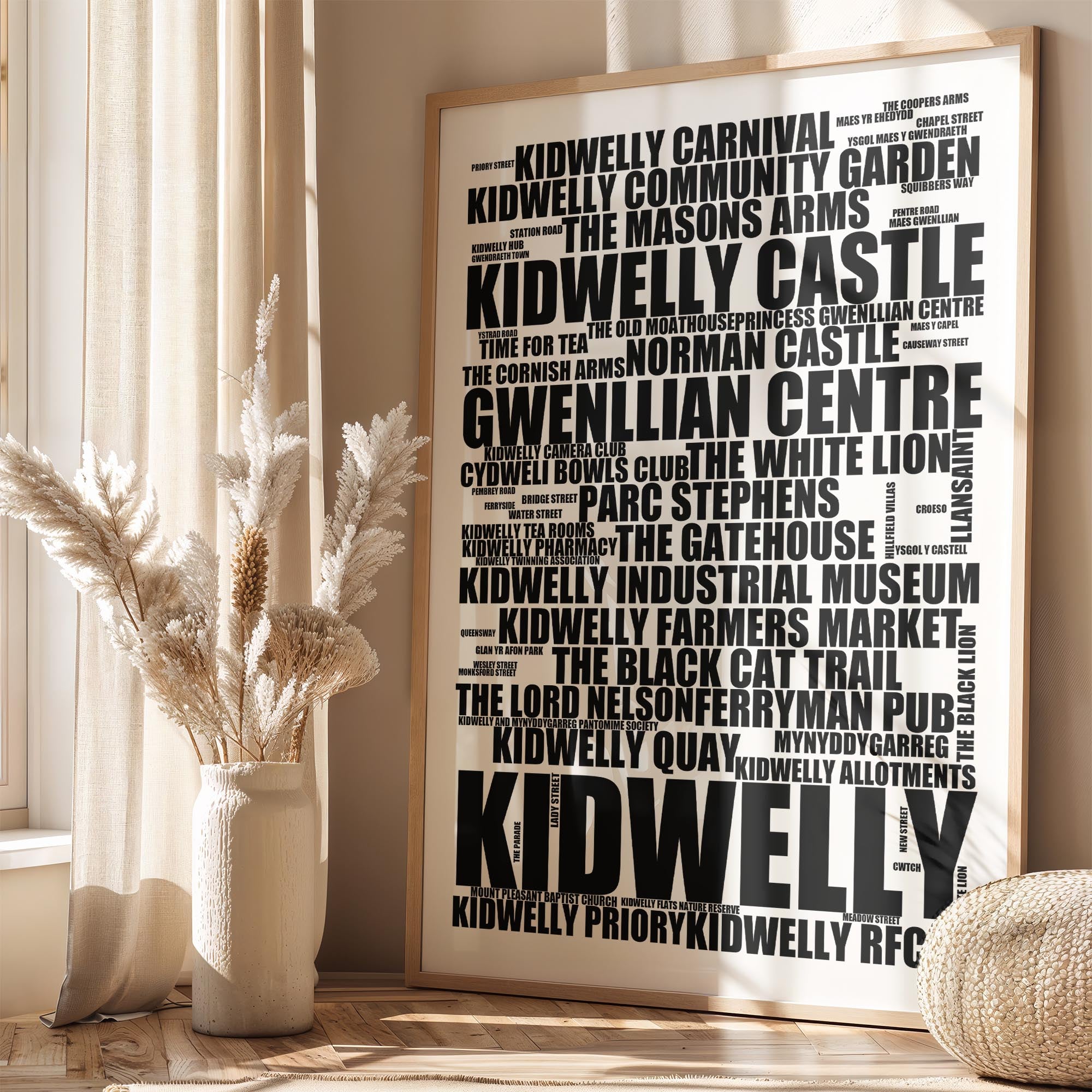 Kidwelly - Premium Typographic Word Cloud Prints, Posters & Gifts