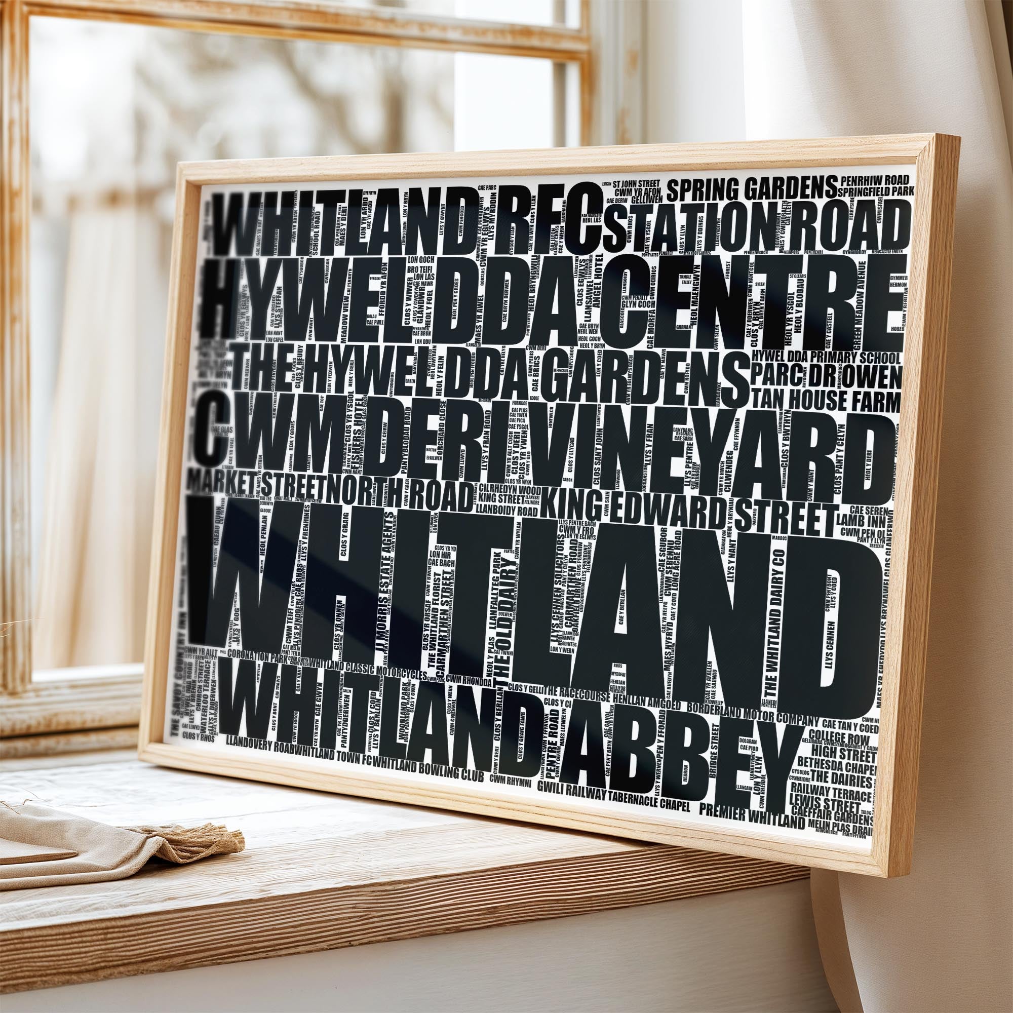 Whitland - Premium Typographic Word Cloud Prints, Posters & Gifts