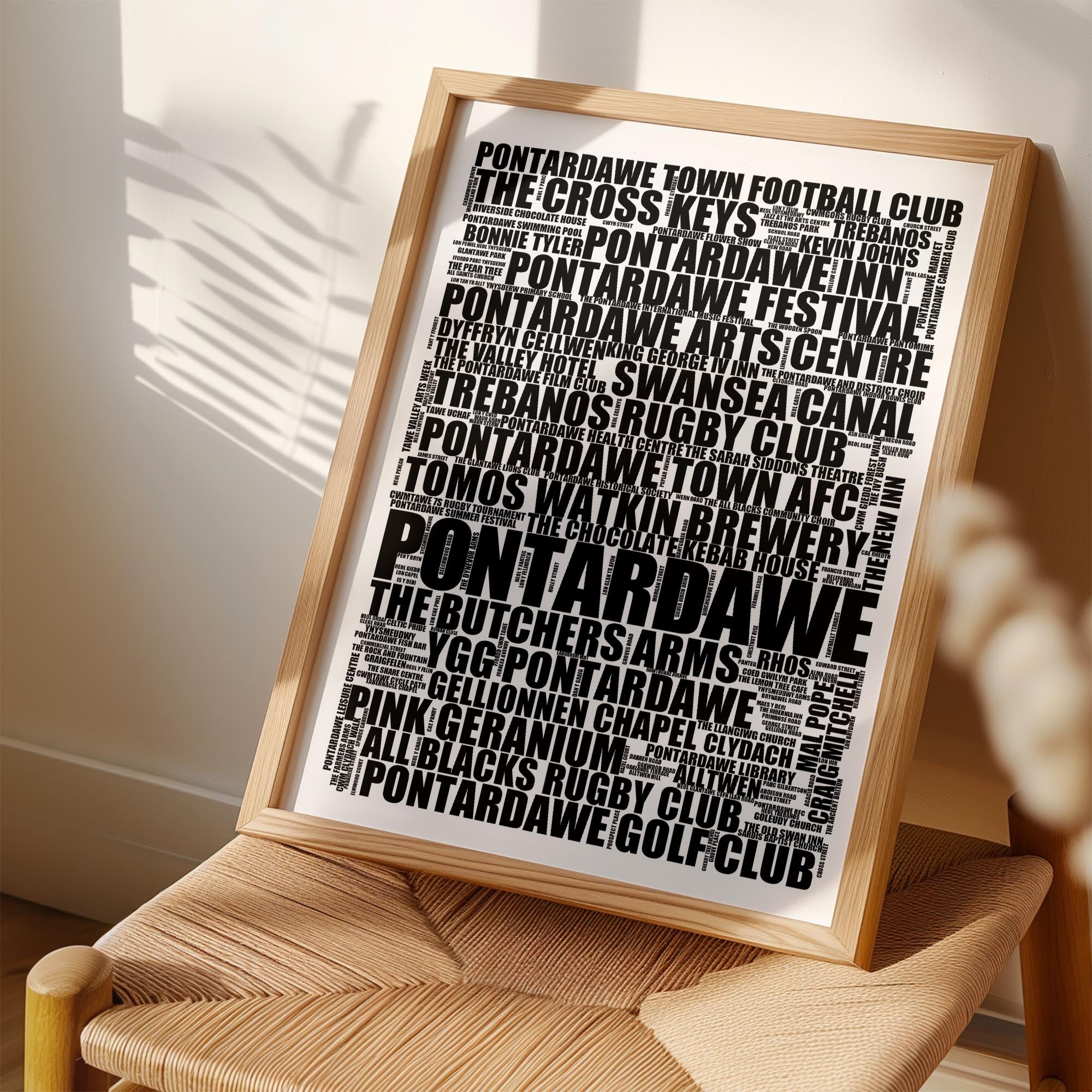 Pontardawe - Premium Typographic Word Cloud Prints, Posters & Gifts