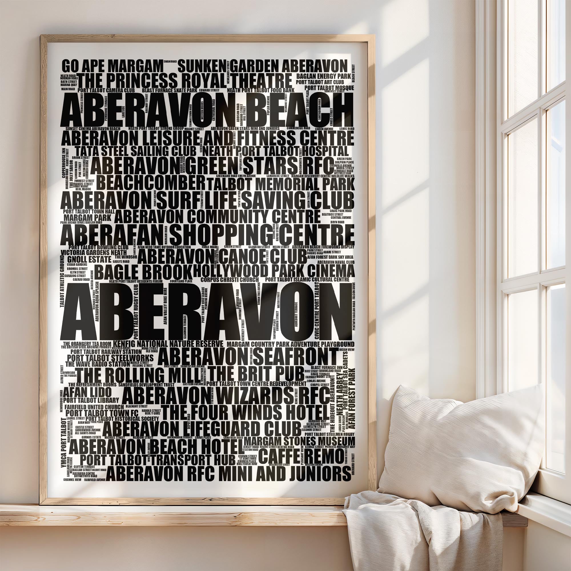 Aberavon - Premium Typographic Word Cloud Prints, Posters & Gifts