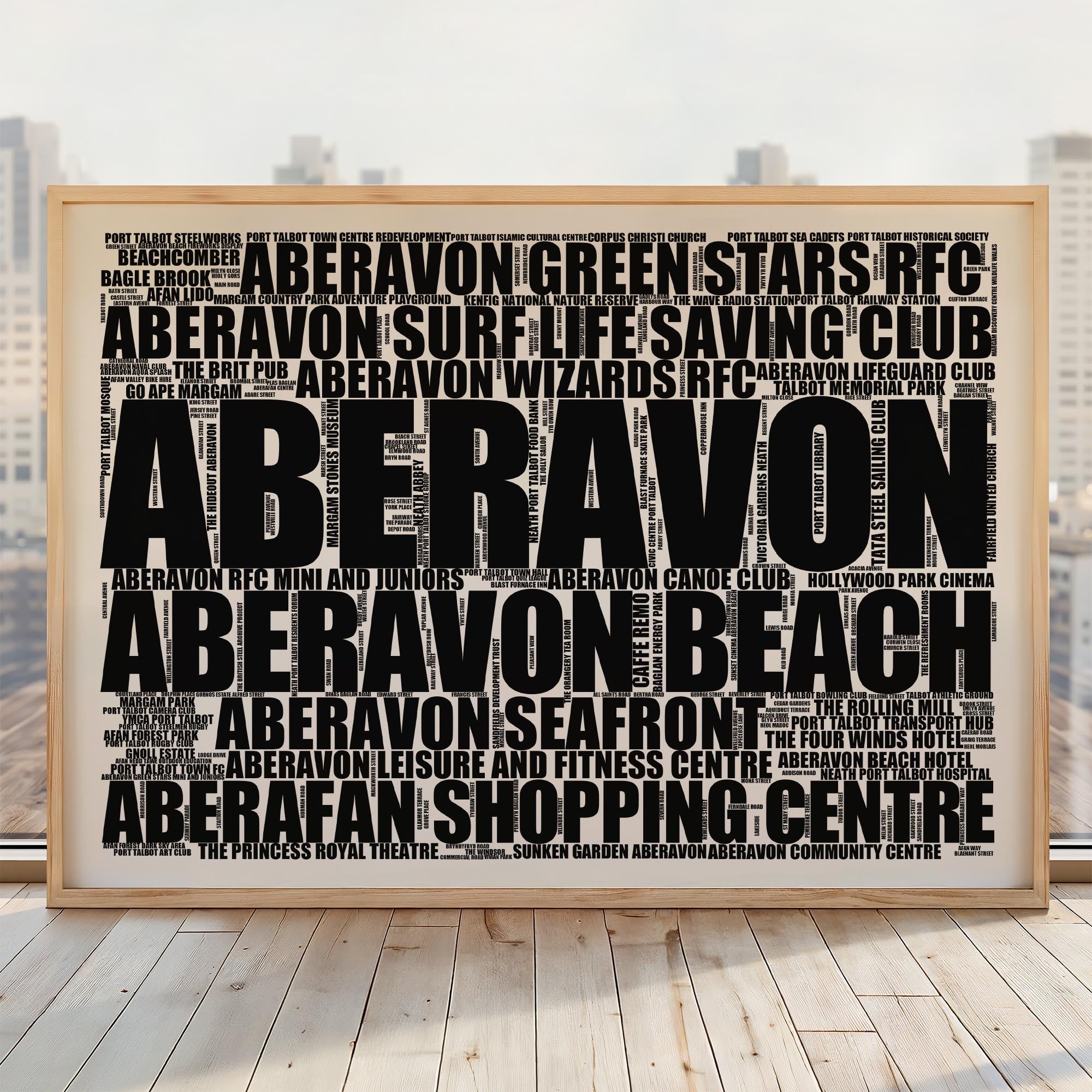 Aberavon - Premium Typographic Word Cloud Prints, Posters & Gifts