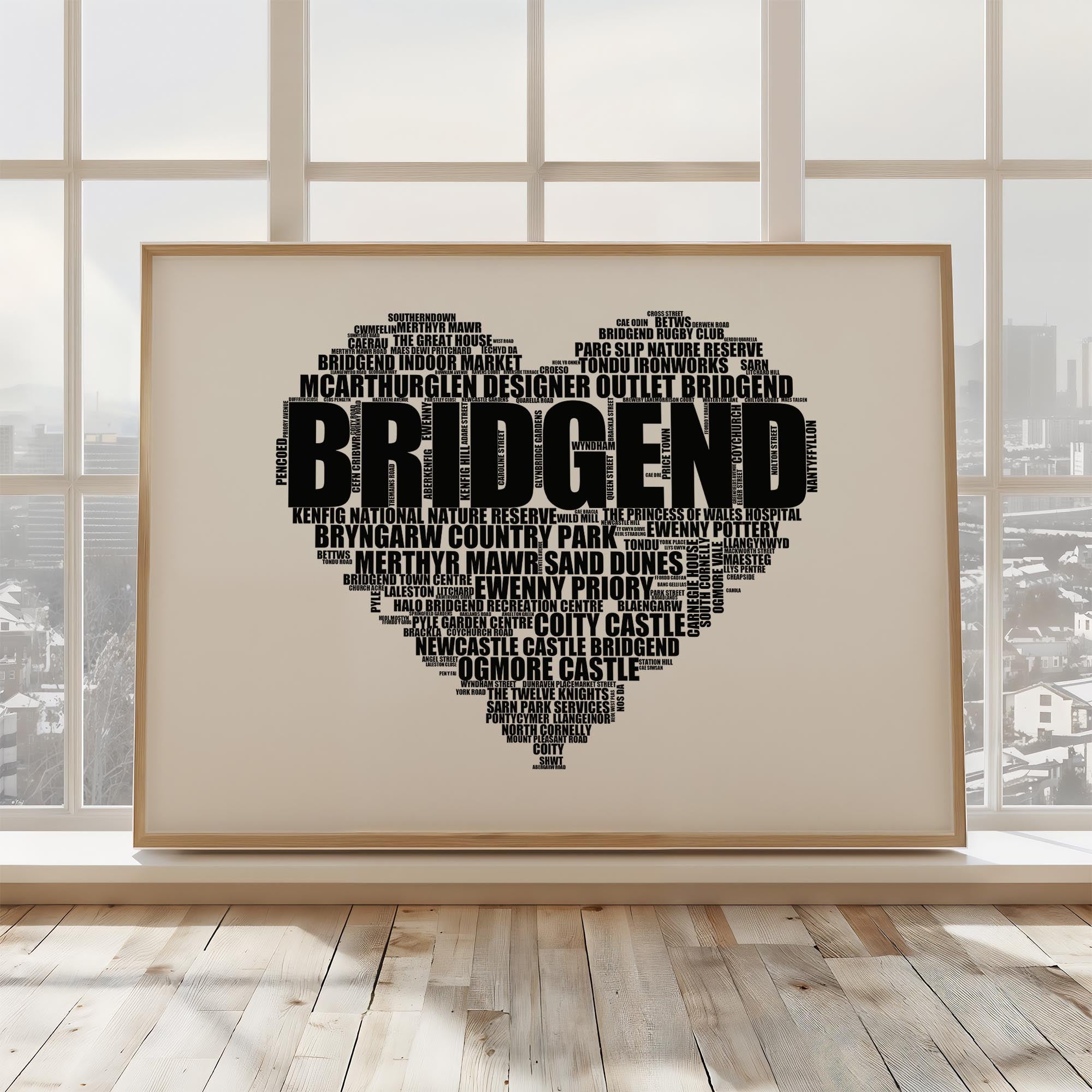 Bridgend - Premium Typographic Word Cloud Prints, Posters & Gifts