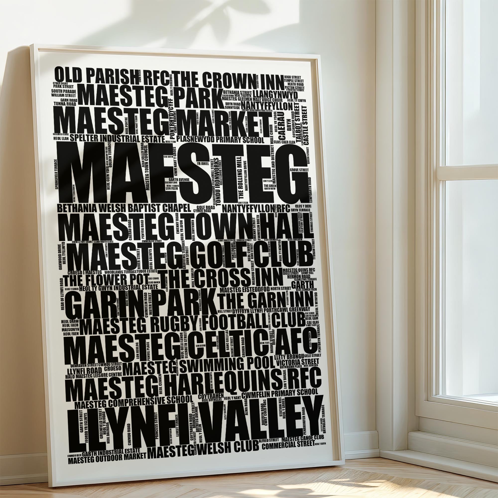 Maesteg - Premium Typographic Word Cloud Prints, Posters & Gifts