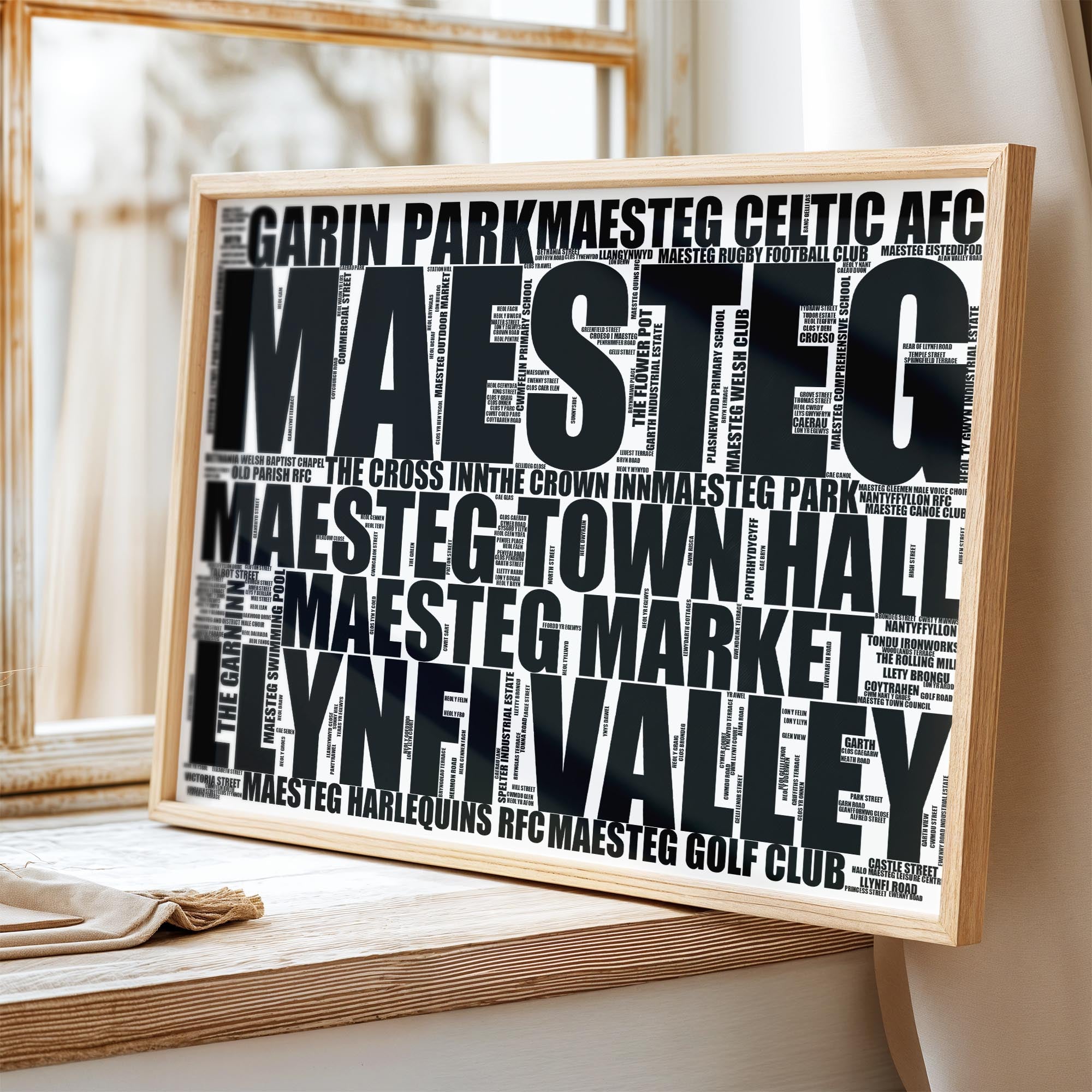 Maesteg - Premium Typographic Word Cloud Prints, Posters & Gifts