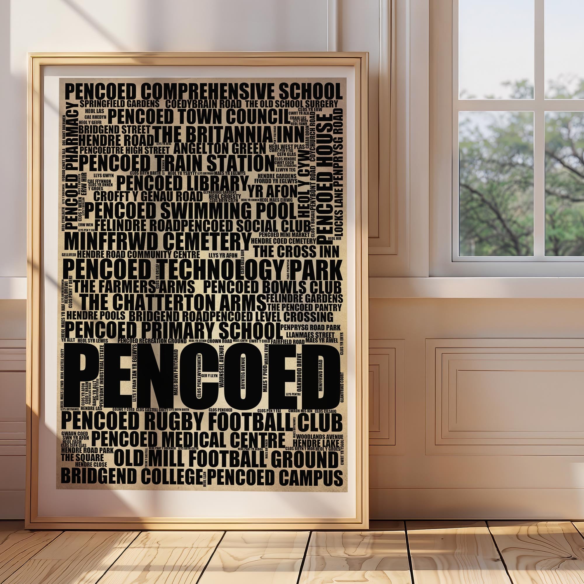 Pencoed - Premium Typographic Word Cloud Prints, Posters & Gifts