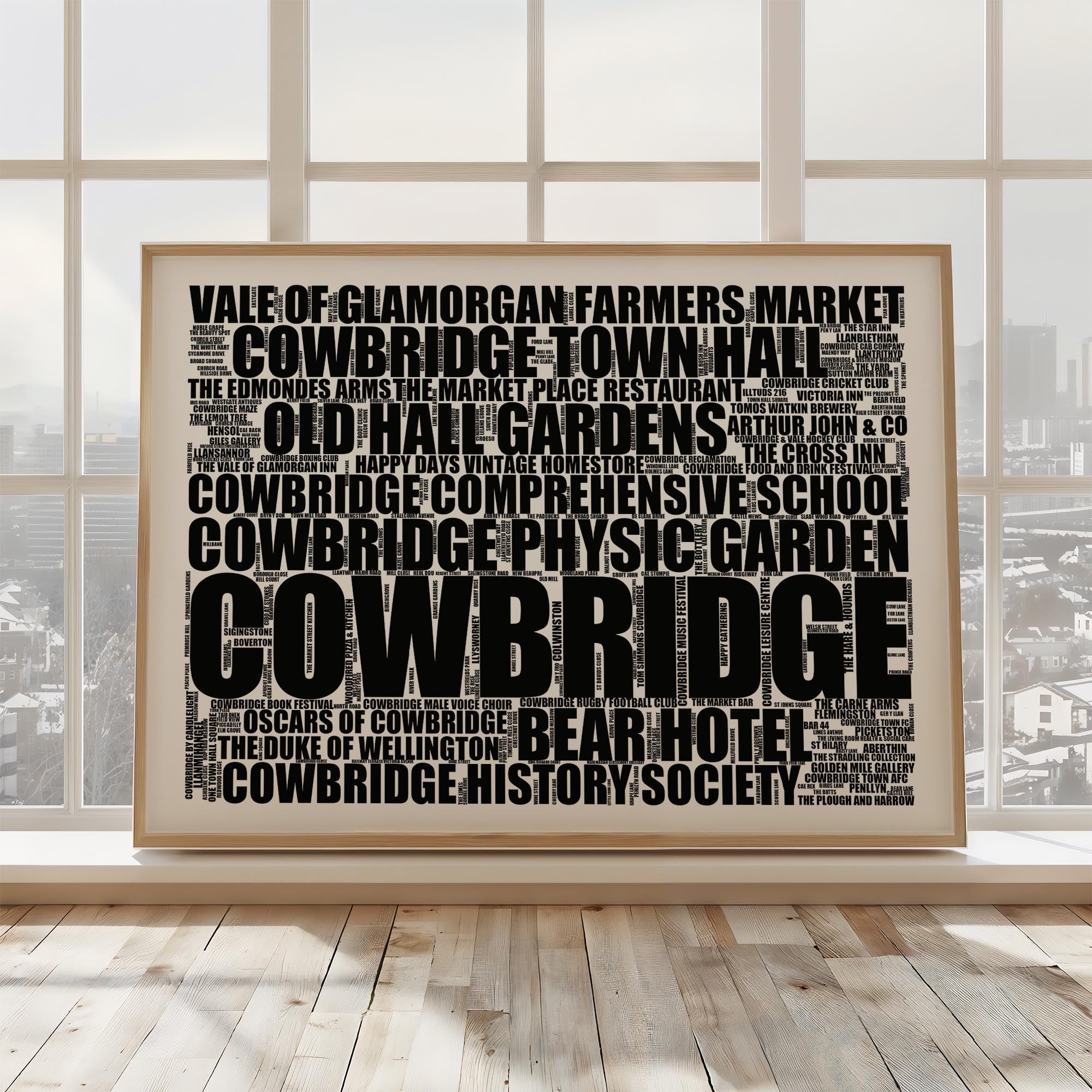 Cowbridge - Premium Typographic Word Cloud Prints, Posters & Gifts