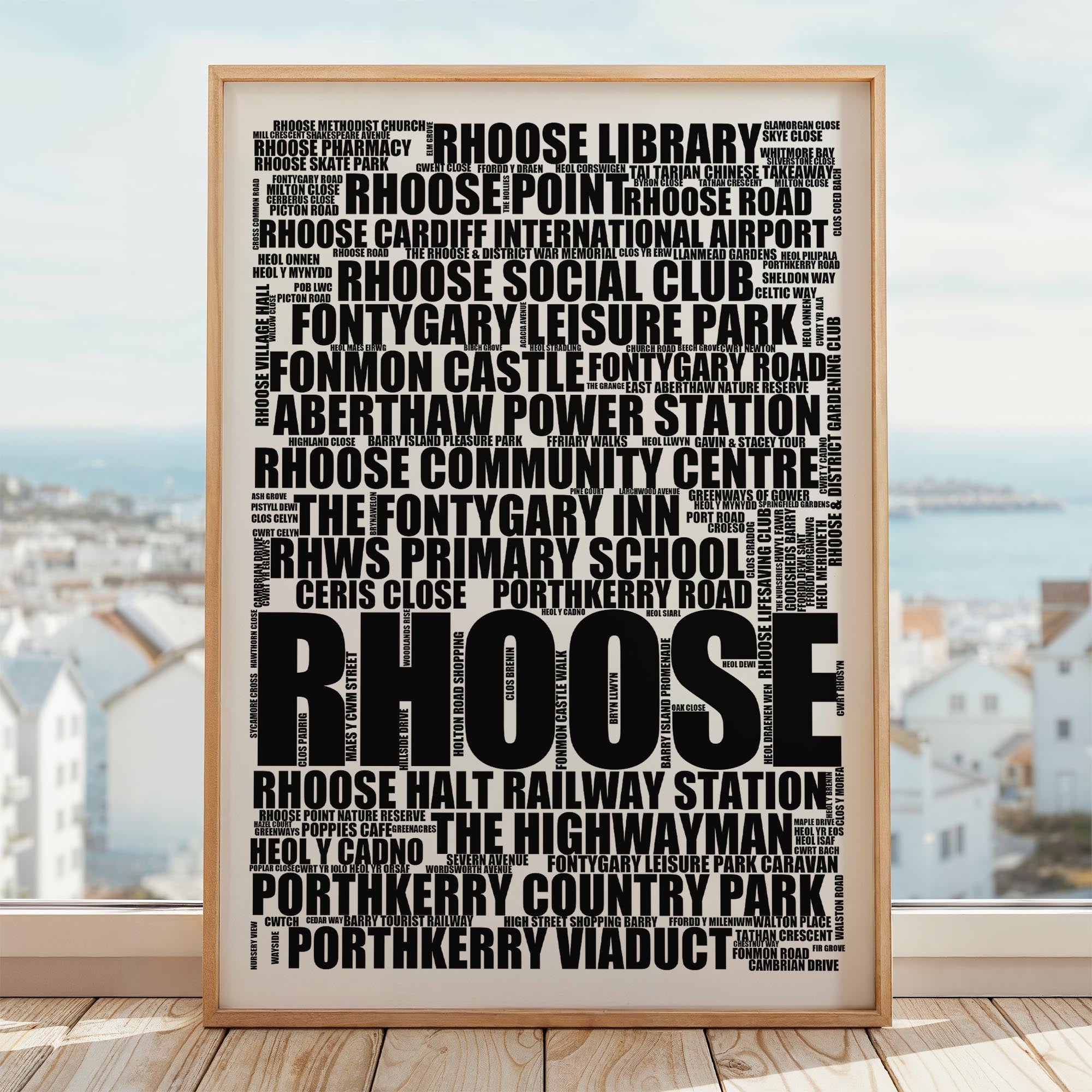 Rhoose - Premium Typographic Word Cloud Prints, Posters & Gifts