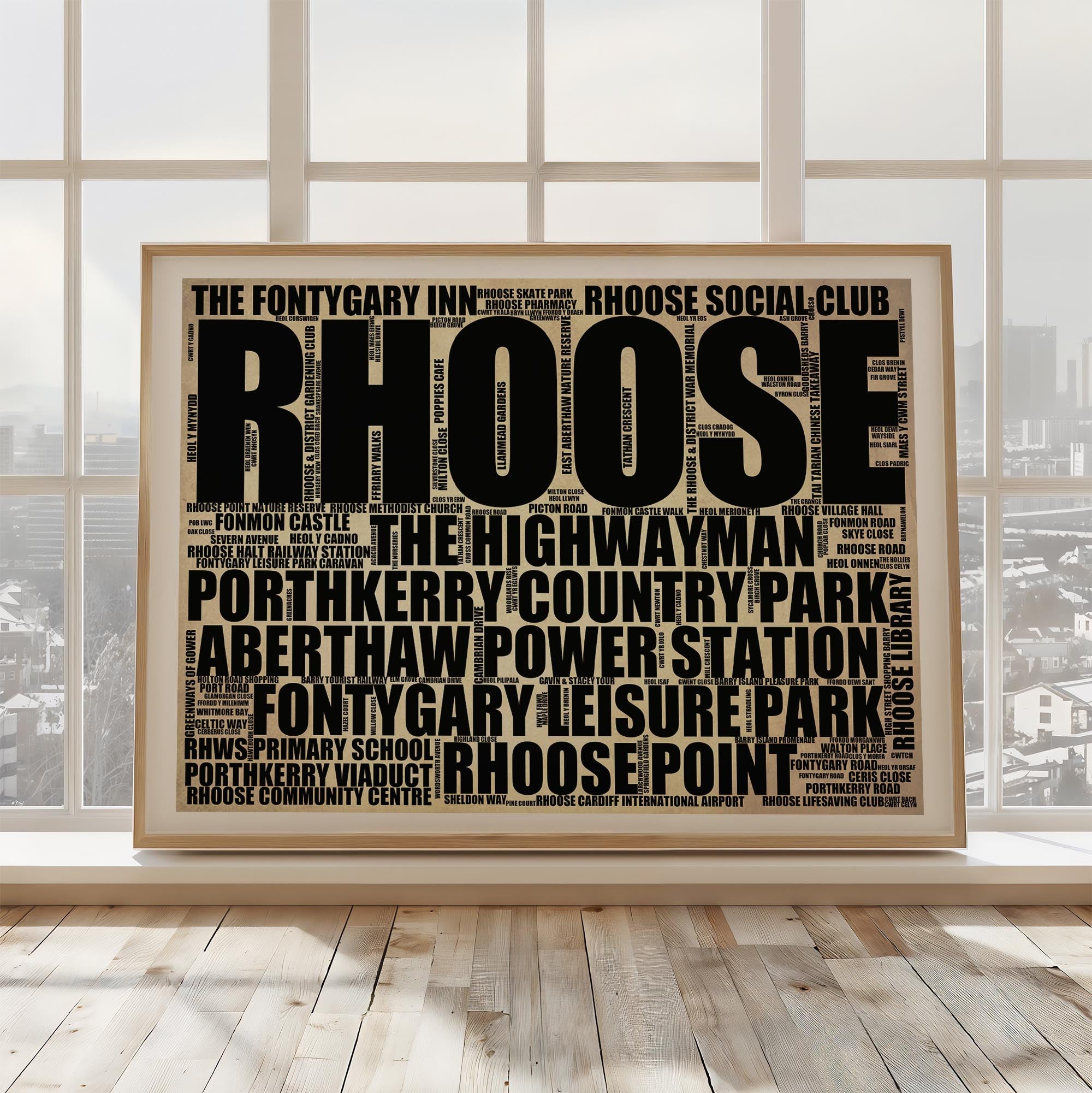 Rhoose - Premium Typographic Word Cloud Prints, Posters & Gifts