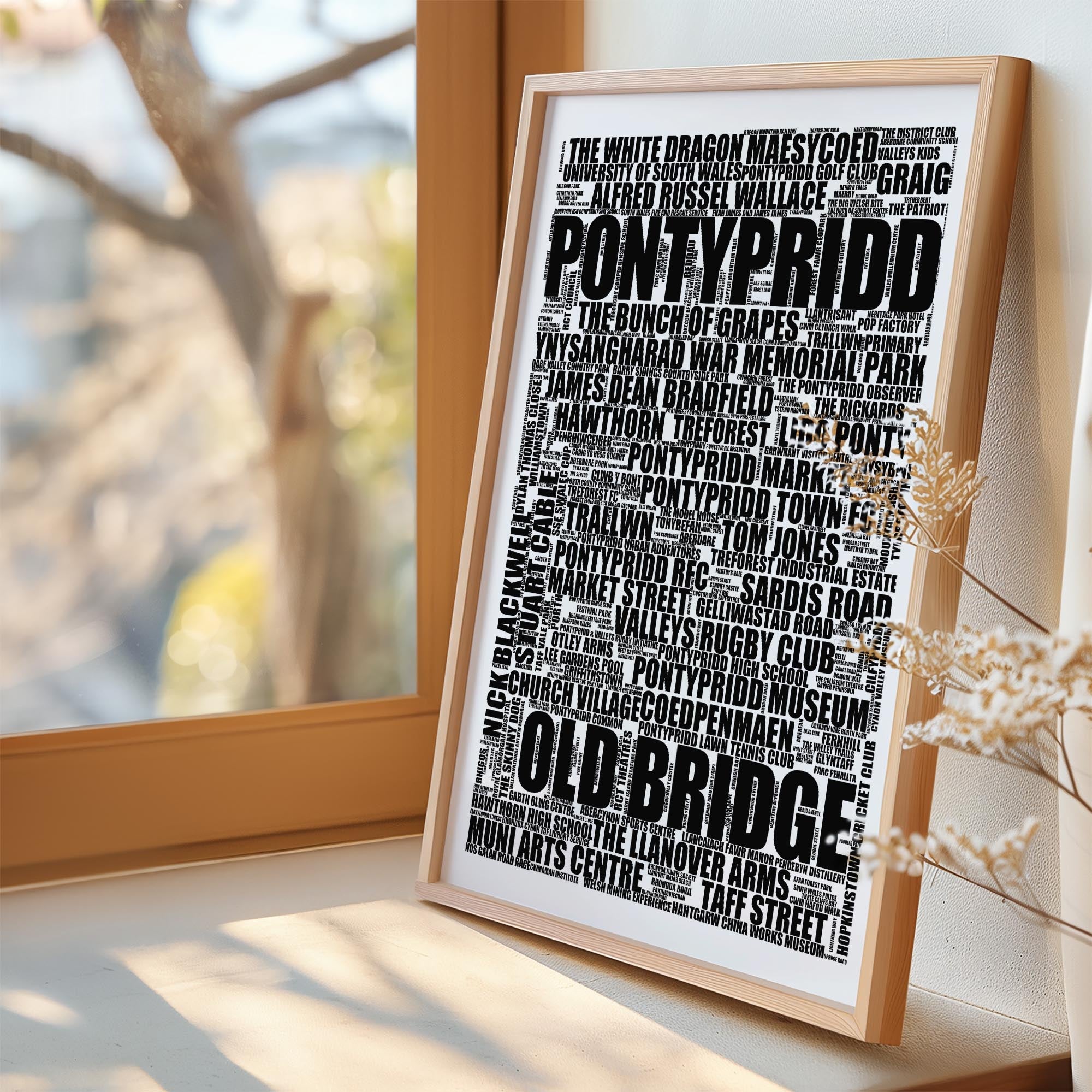 Pontypridd - Premium Typographic Word Cloud Prints, Posters & Gifts