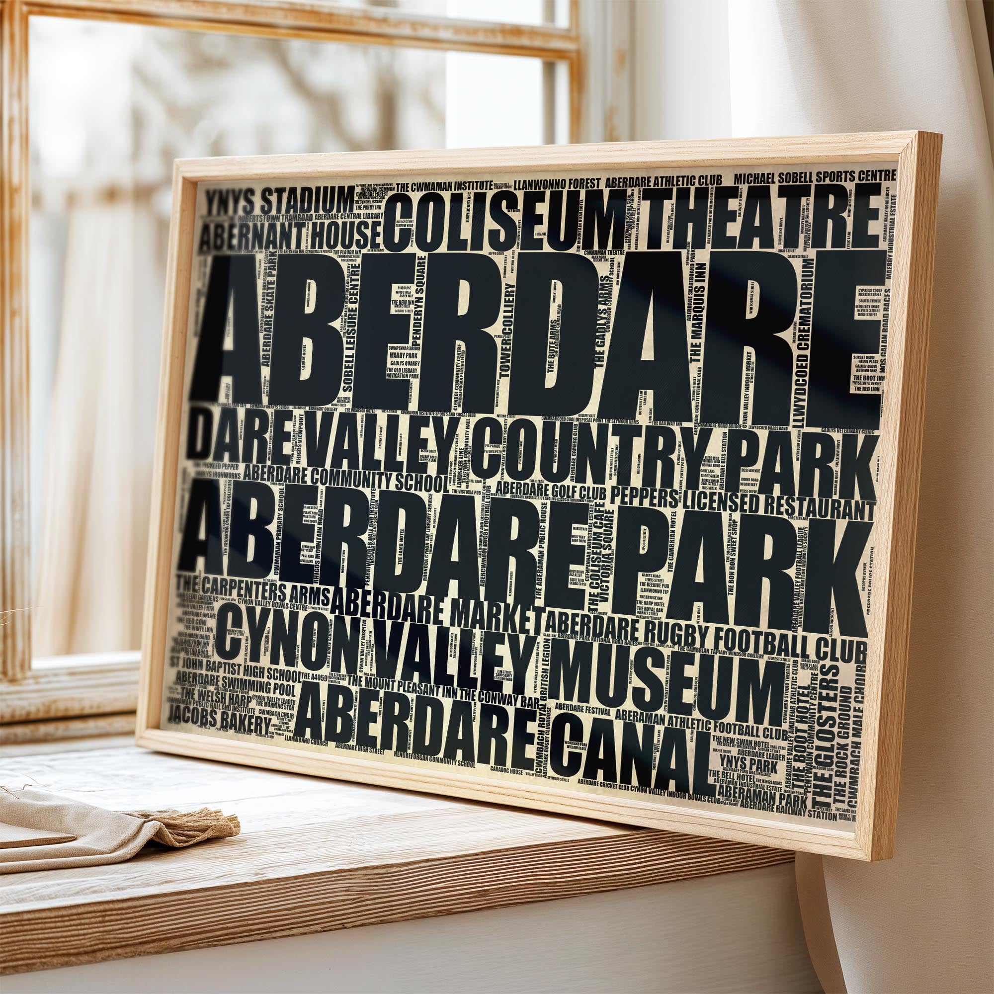 Aberdare - Premium Typographic Word Cloud Prints, Posters & Gifts