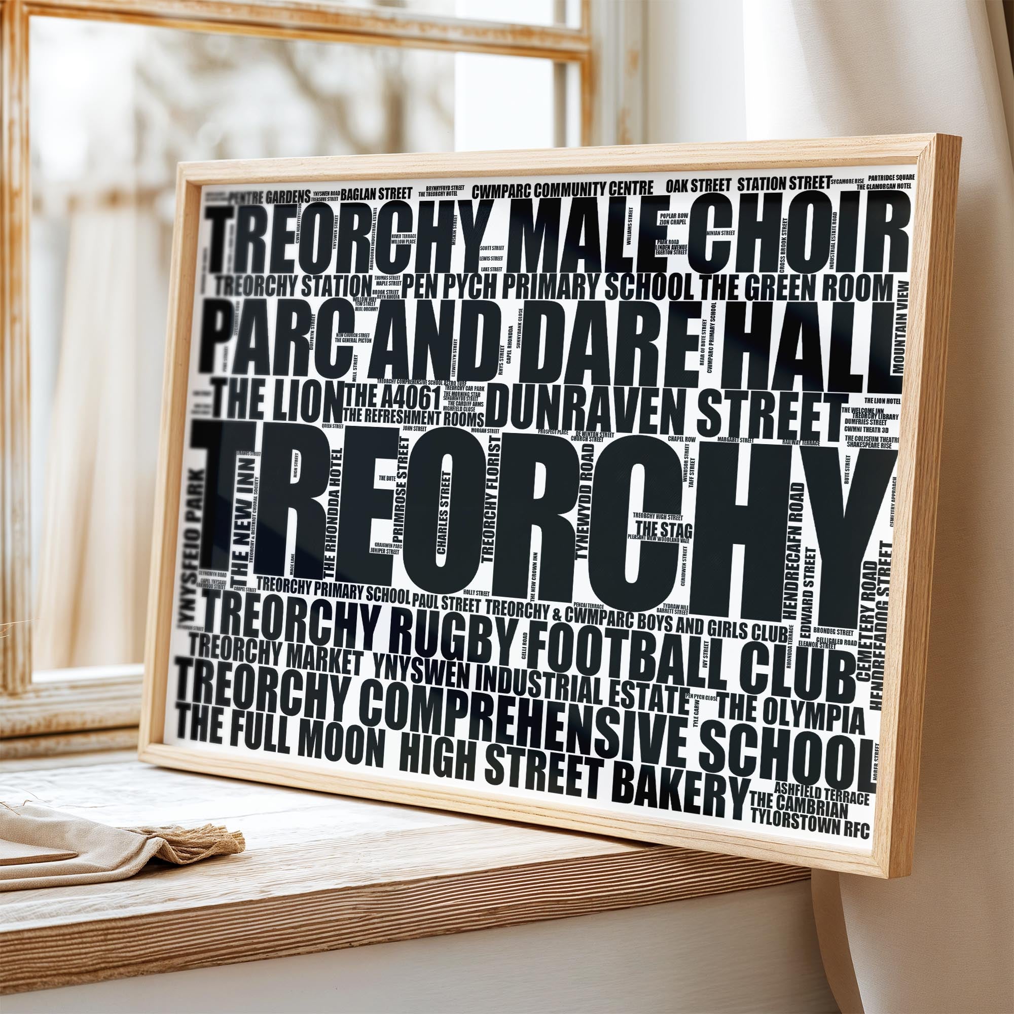 Treorchy - Premium Typographic Word Cloud Prints, Posters & Gifts