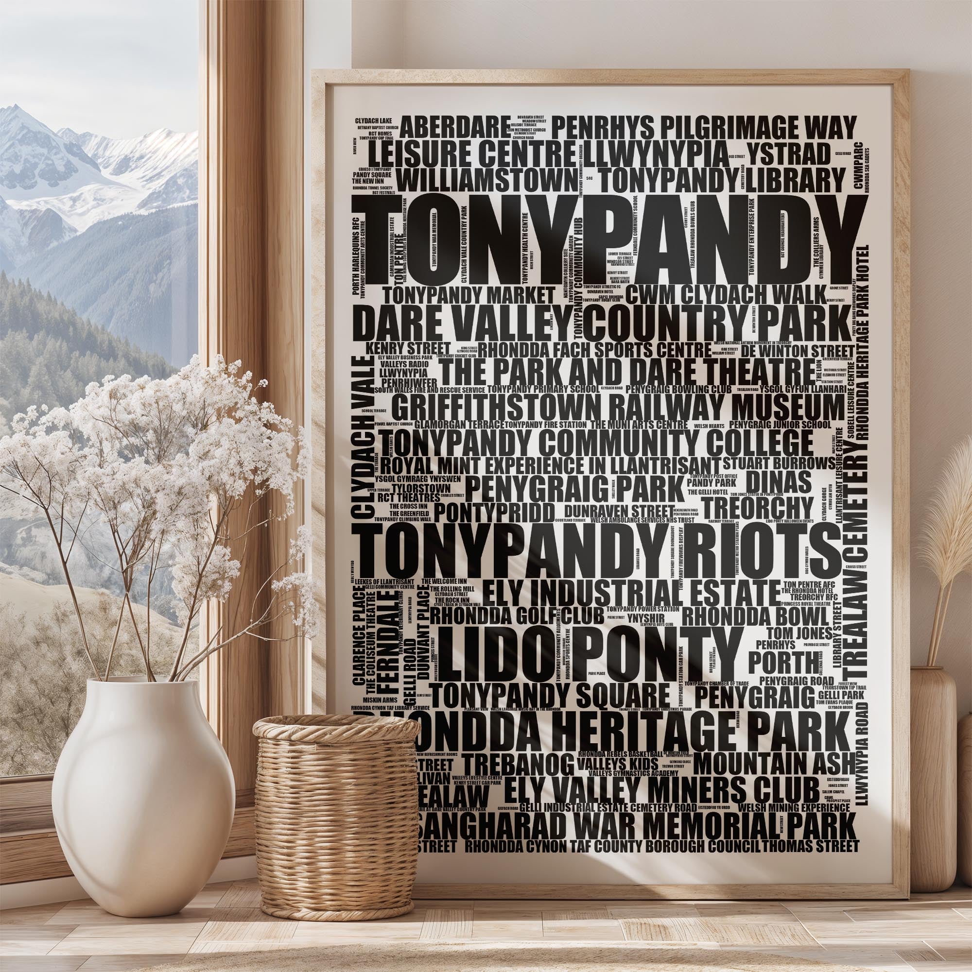 Tonypandy - Premium Typographic Word Cloud Prints, Posters & Gifts