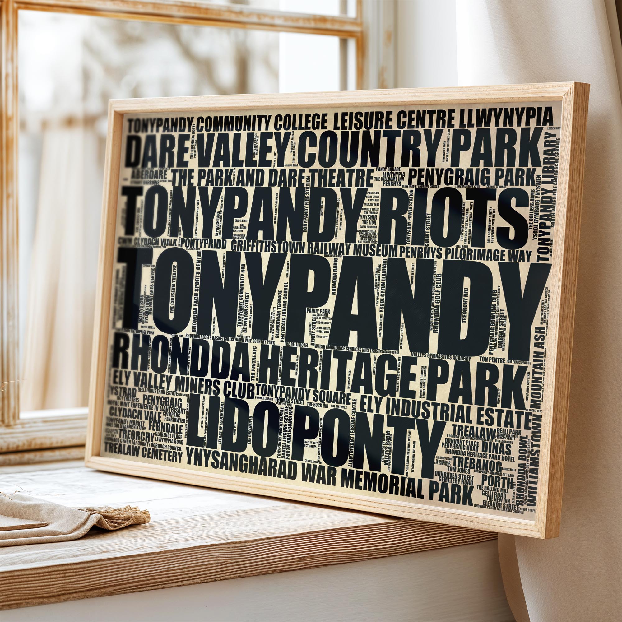 Tonypandy - Premium Typographic Word Cloud Prints, Posters & Gifts