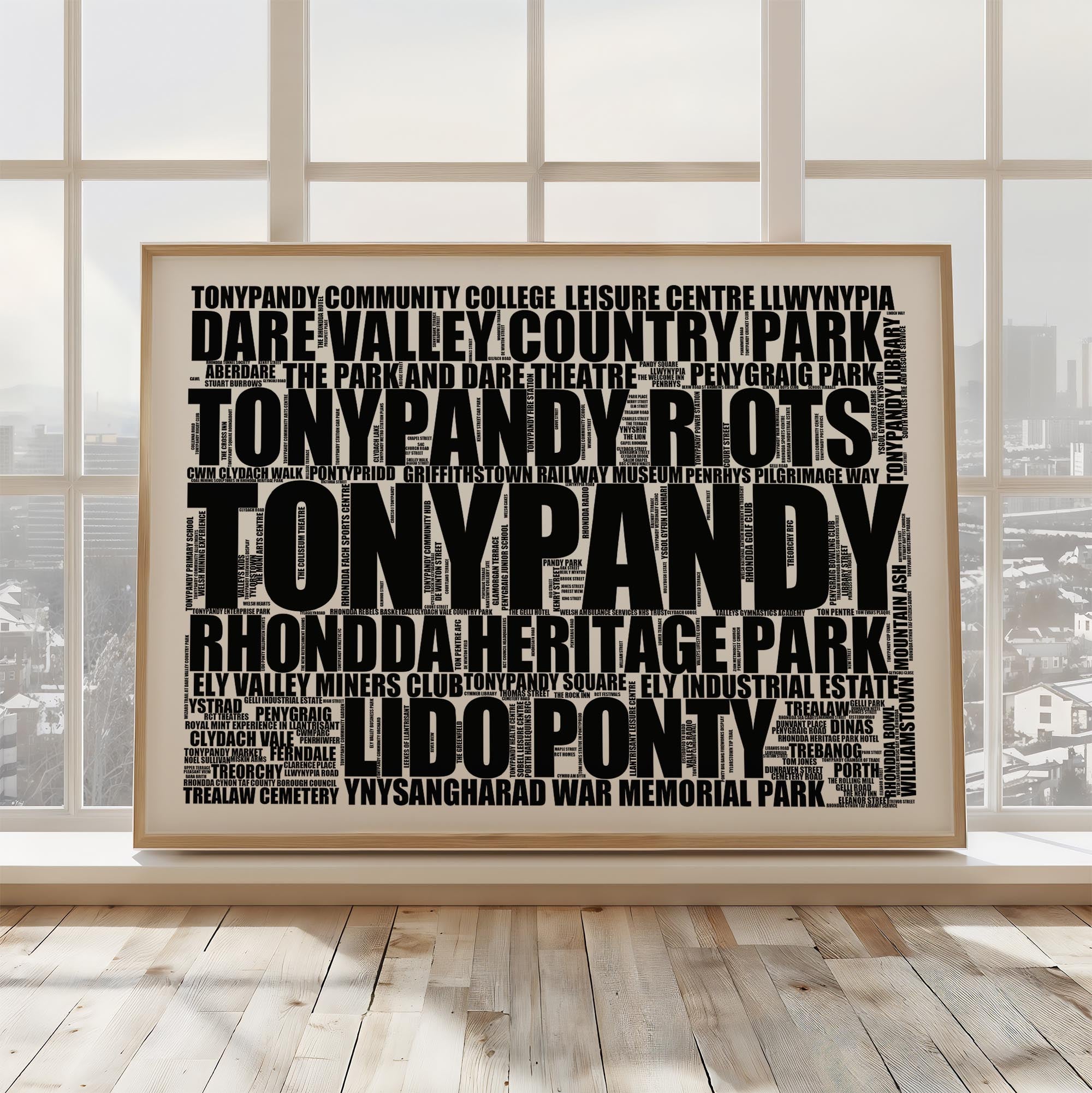 Tonypandy - Premium Typographic Word Cloud Prints, Posters & Gifts