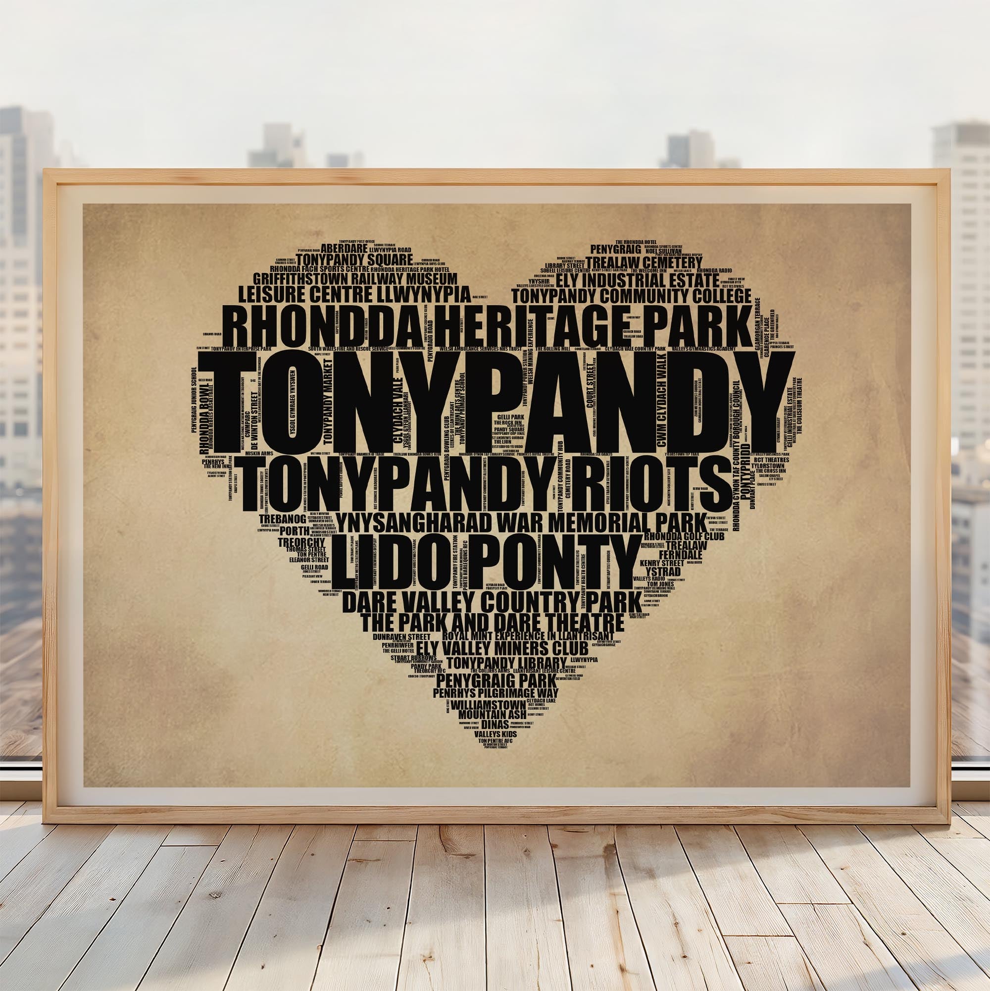 Tonypandy - Premium Typographic Word Cloud Prints, Posters & Gifts