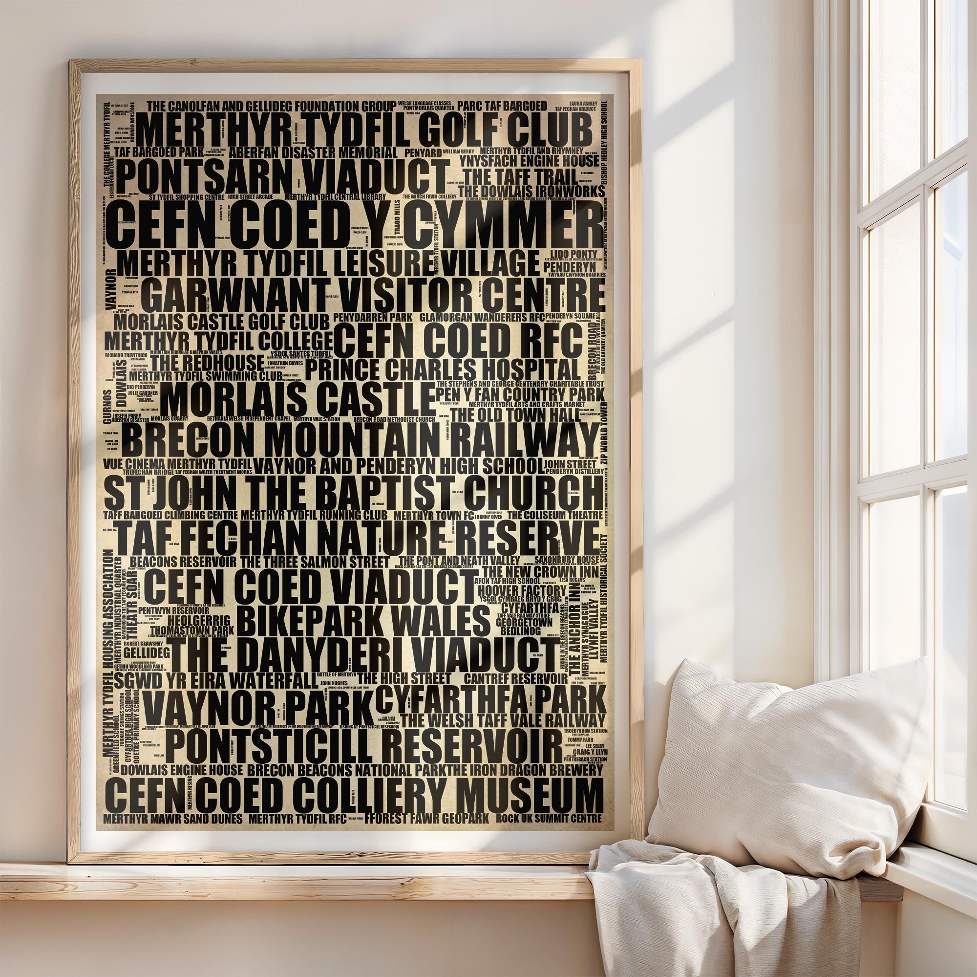Cefn Coed y Cymmer - Premium Typographic Word Cloud Prints, Posters & Gifts