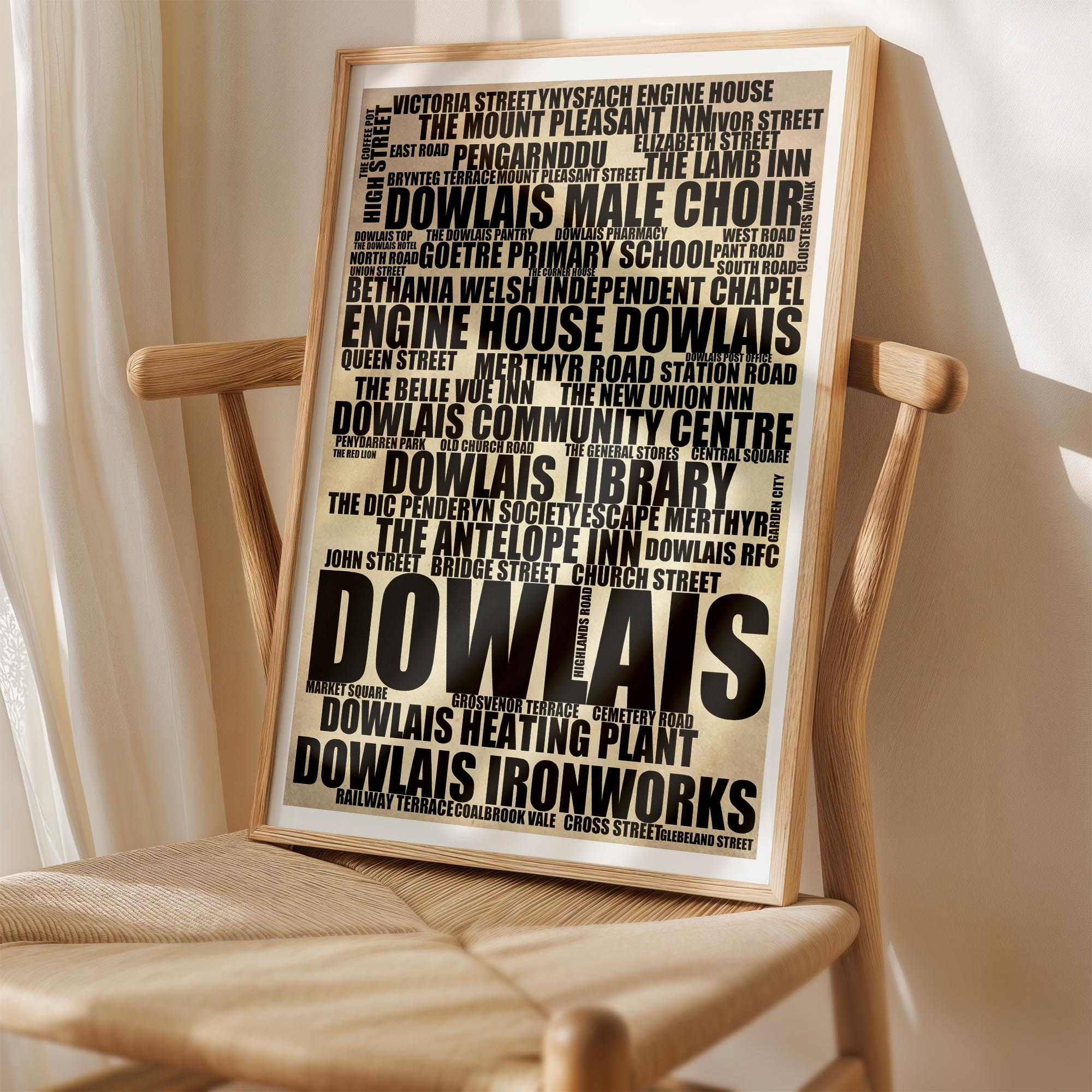 Dowlais - Premium Typographic Word Cloud Prints, Posters & Gifts