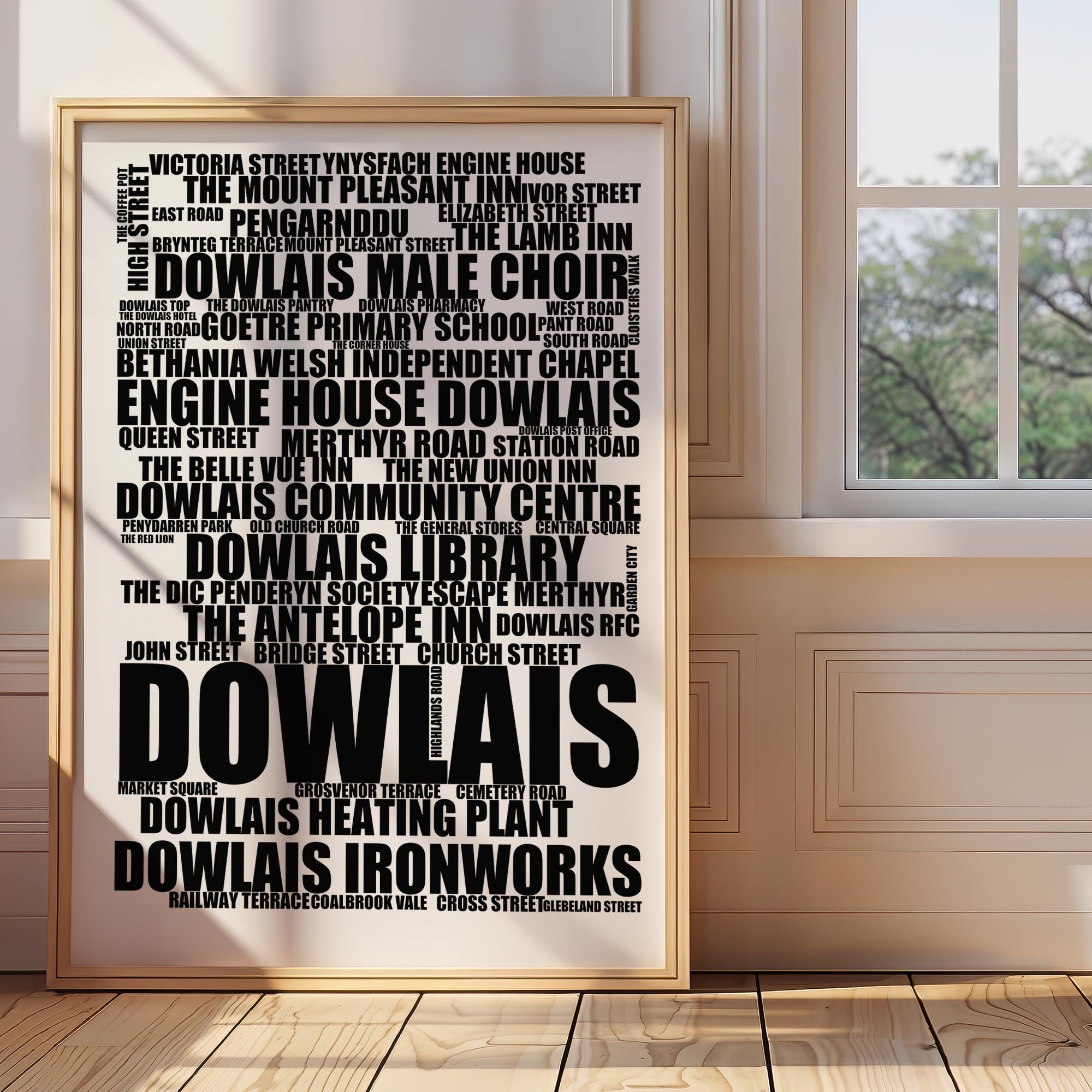 Dowlais - Premium Typographic Word Cloud Prints, Posters & Gifts