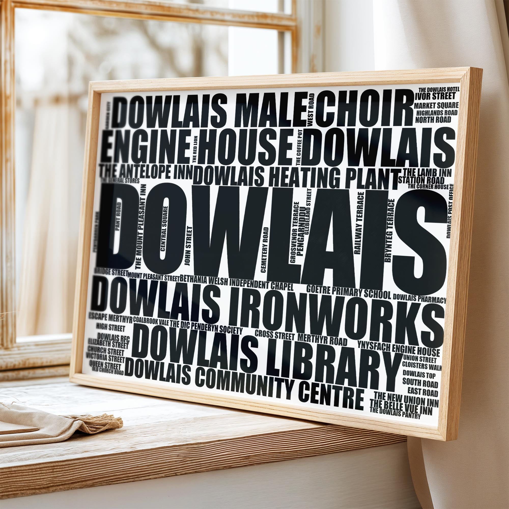 Dowlais - Premium Typographic Word Cloud Prints, Posters & Gifts