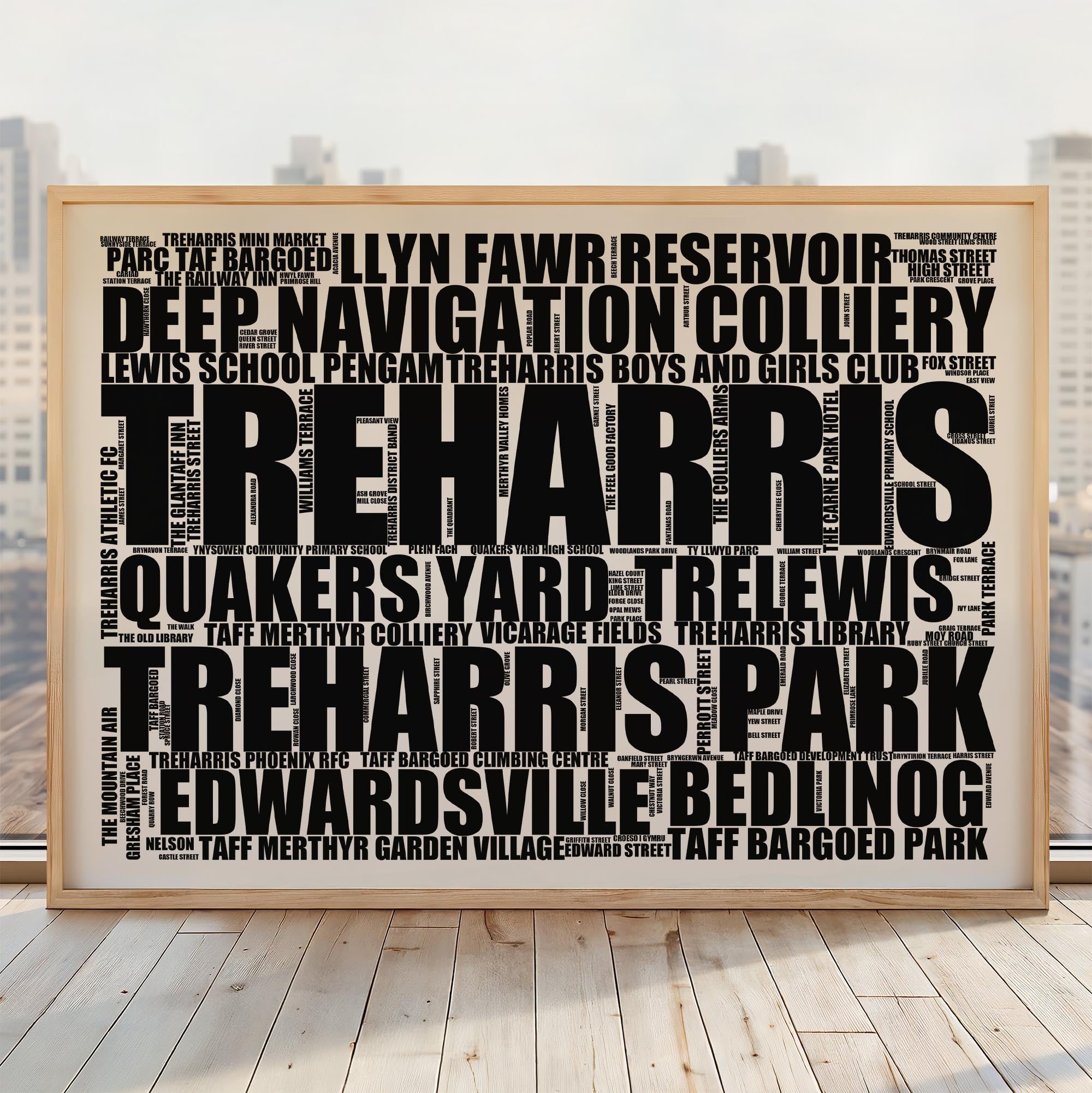 Treharris - Premium Typographic Word Cloud Prints, Posters & Gifts