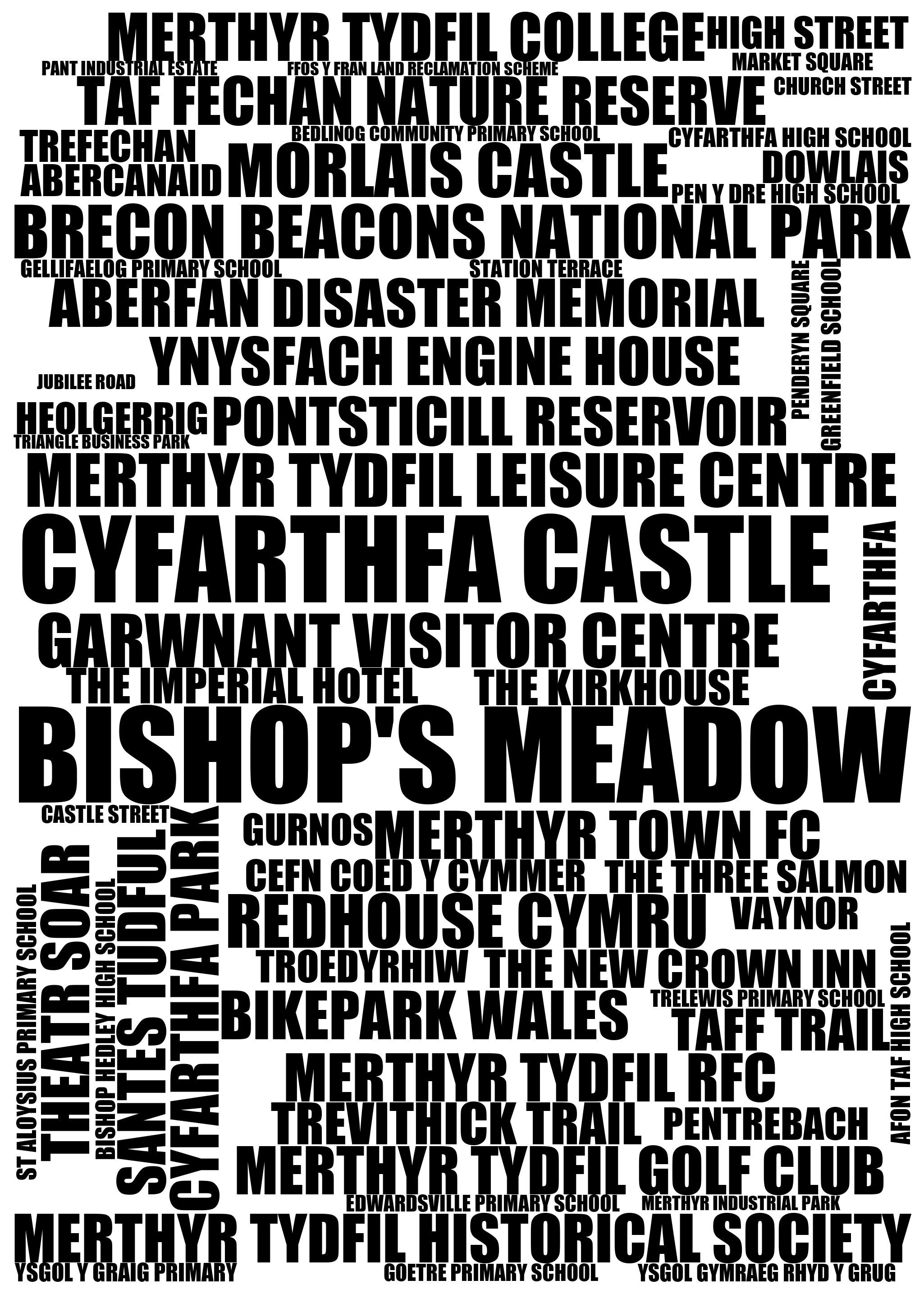 Bishop's Meadow - Premium Typographic Word Cloud Prints, Posters & Gifts