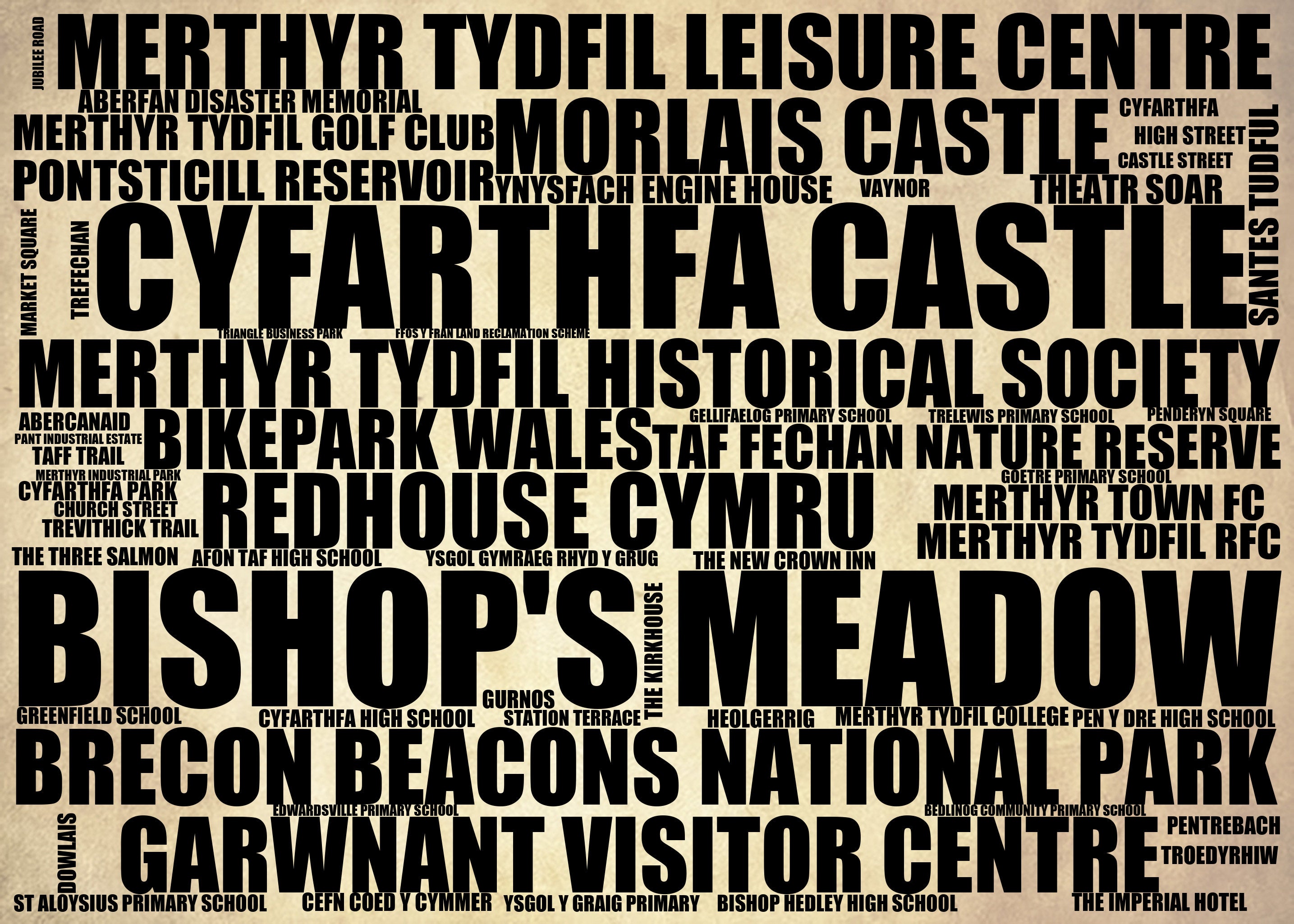 Bishop's Meadow - Premium Typographic Word Cloud Prints, Posters & Gifts